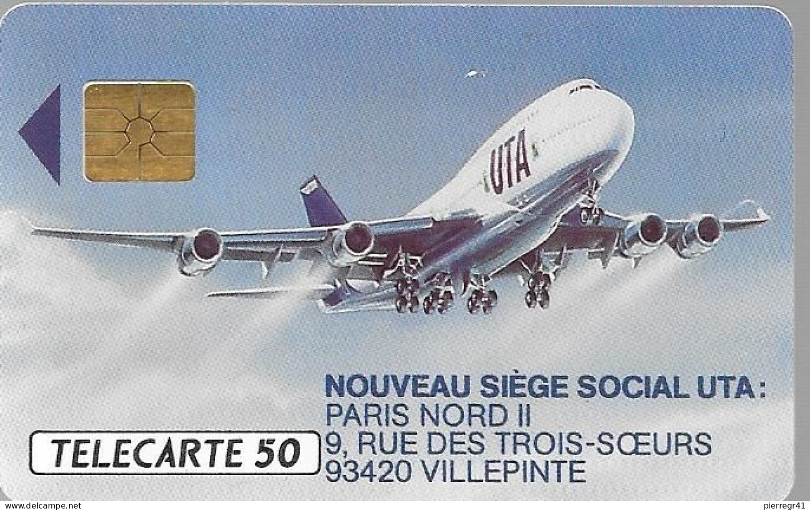 CARTE-PRIVEE-50U-GemA-D361-UTA-Cie Aviation--R° Glacé-1000-Ex-Utilisé-TBE/LUXE-R°-Petit Point Blanc - Telefoonkaarten Voor Particulieren