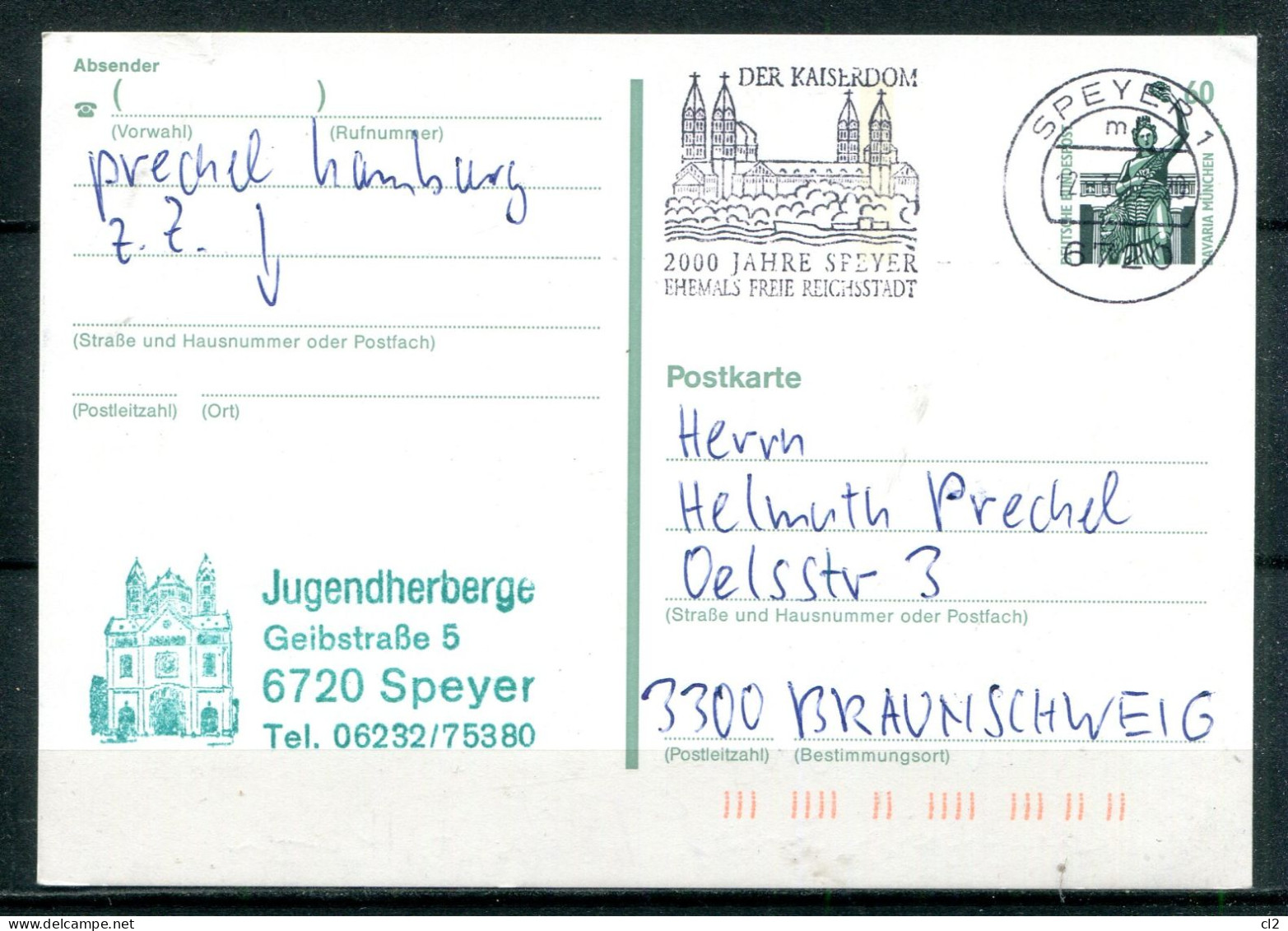 REPUBLIQUE FEDERALE ALLEMANDE - Ganzsache (Entier Postal) Michel P 141 (2000 Jahre Speyer) - Cartoline - Usati