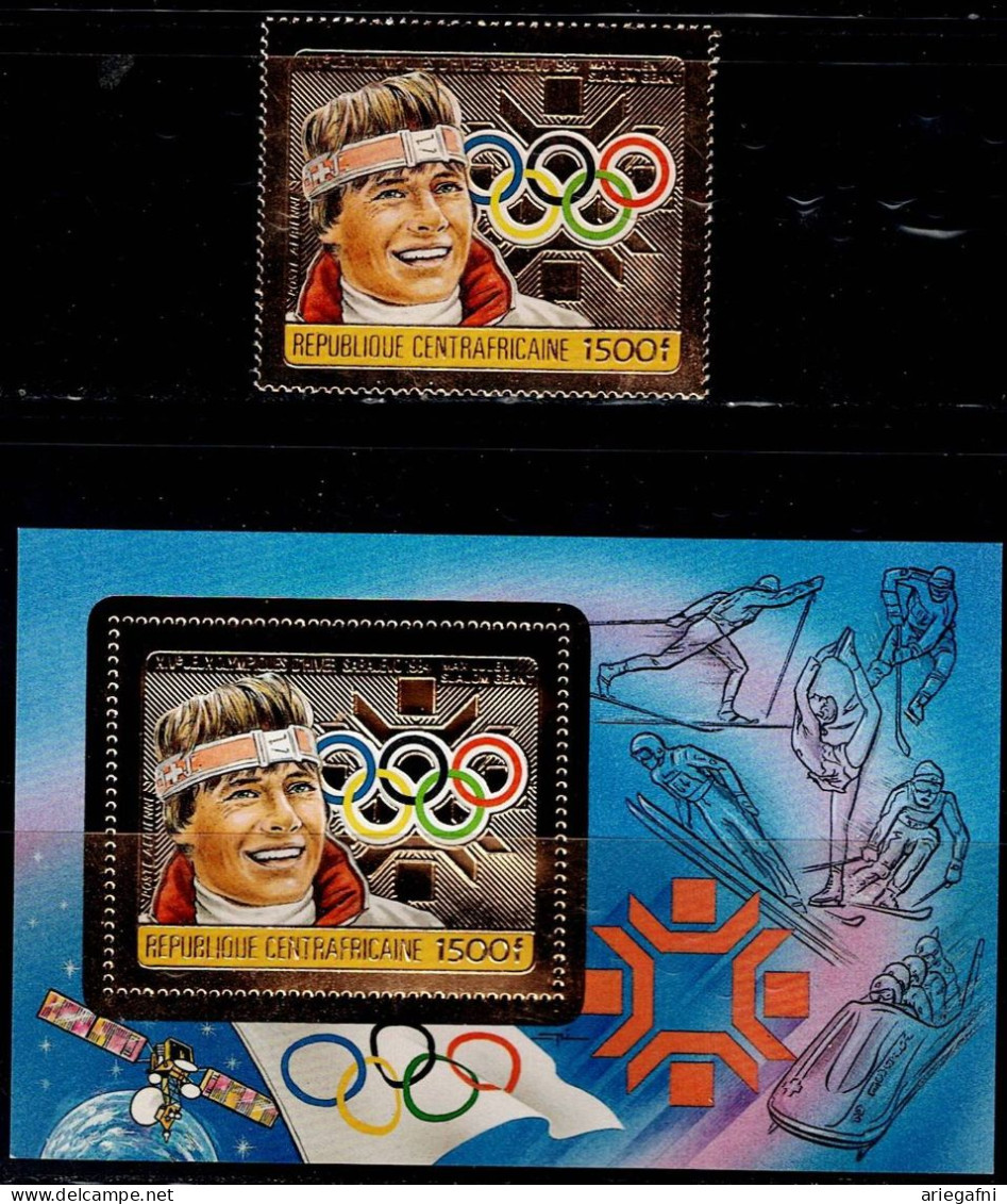 CENTRAL AFRICA 1984 WINTER OLYMPIC GAMES SARAJEVO SET GOLD  MI No 1069 A+BLOCK 305A MNH VF!! - Winter 1984: Sarajevo