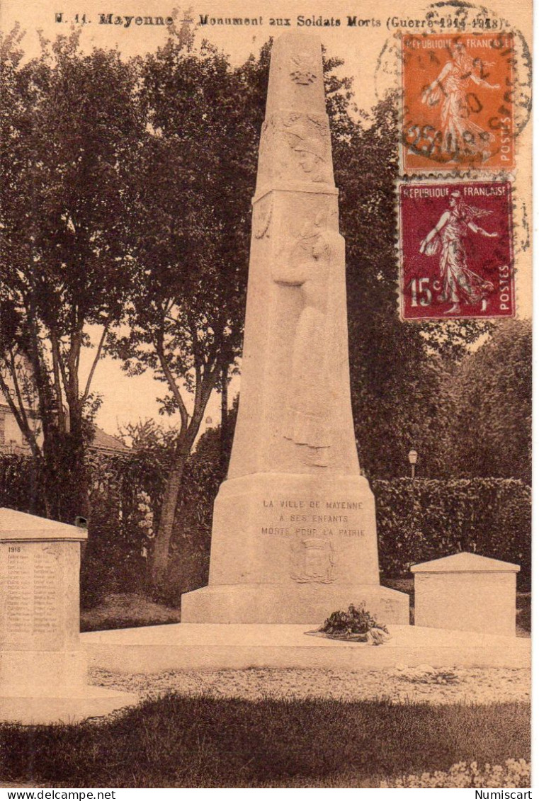 Mayenne Monument Aux Morts De La Grande Guerre Militaria Patriotique Propagande Honneur à Nos Soldats Conflit - Monuments Aux Morts