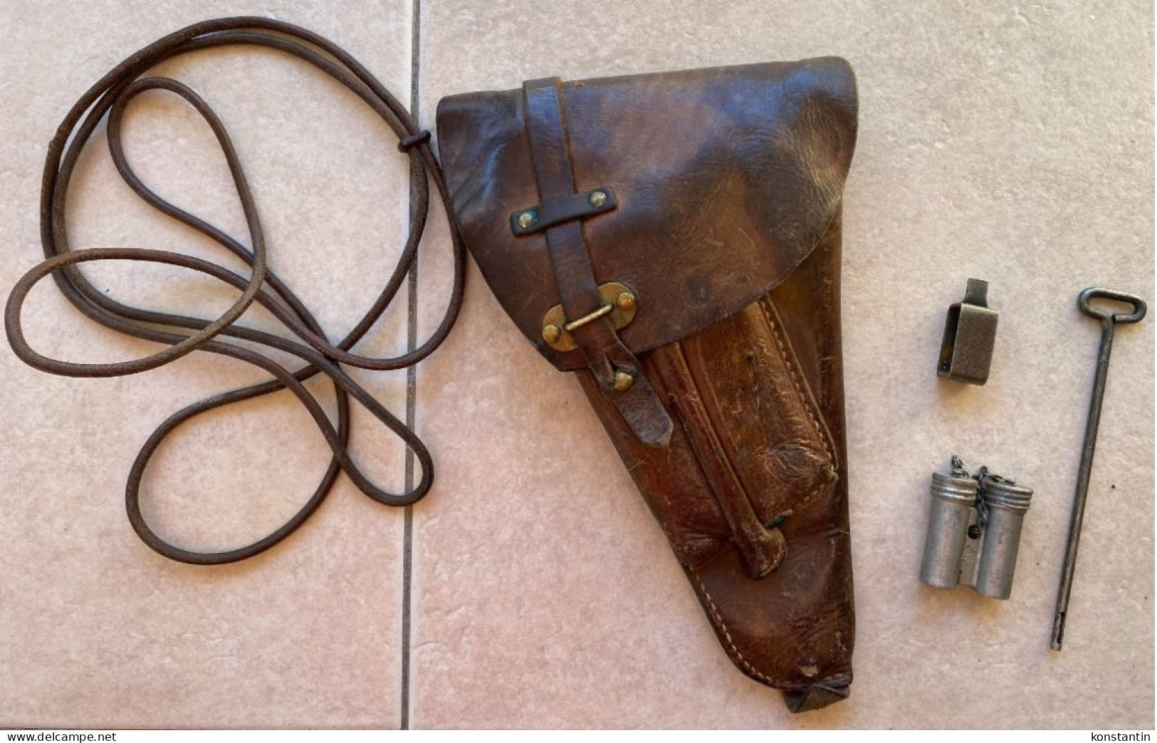 SWEDEN SWEDISH ARMY LAHTI PISTOL LEATHER HOLSTER ETUI WITH LANYARD And TOOLS WWII Or Pre War - Armes Neutralisées