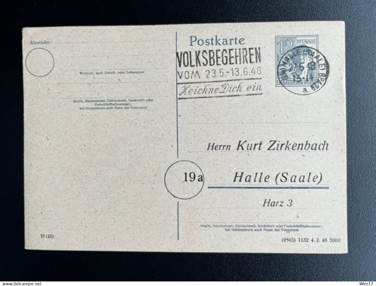 GERMANY 1948 POSTCARD HALLE SAALE 27-05-1948 DUITSLAND DEUTSCHLAND - Interi Postali