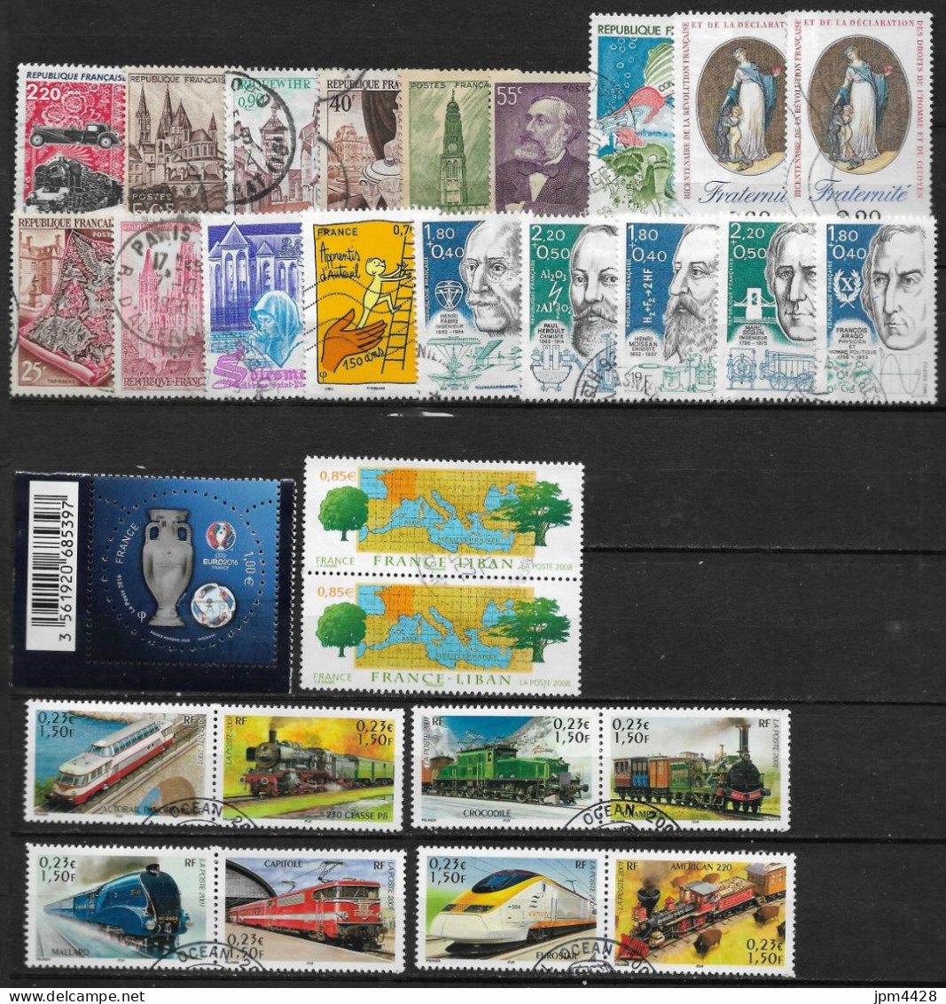 France Lot 205 Timbres Oblitérés, Plus 1 Carnet Et Un Bloc Bon Lot - - Lots & Kiloware (mixtures) - Max. 999 Stamps