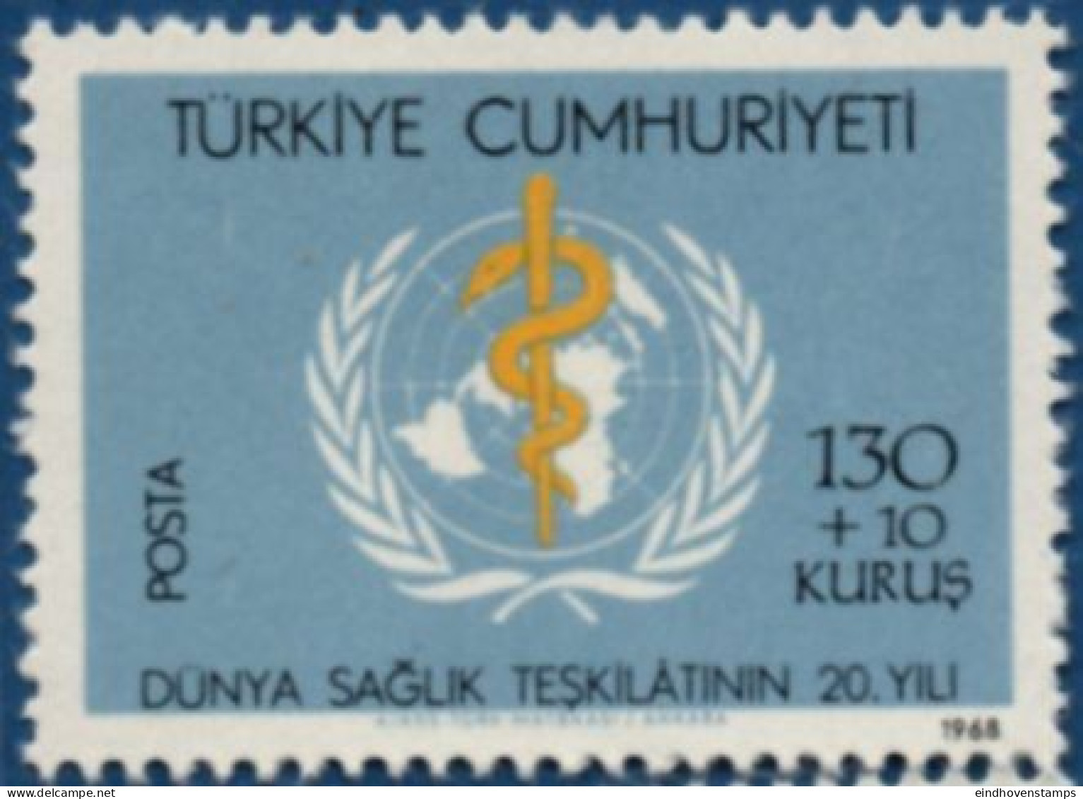 Turkey 1968 World Health Organisation 1 Value Mi 2094, Aesculape TR 68-06 - OMS