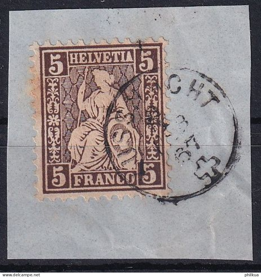 Zumst. 30 / MiNr. 22 Schweiz 1862, 1. Okt./1881. Freimarken: Sitzende Helvetia, Fingerhutstempel KÜSSNACHT Ausschnitt - Used Stamps