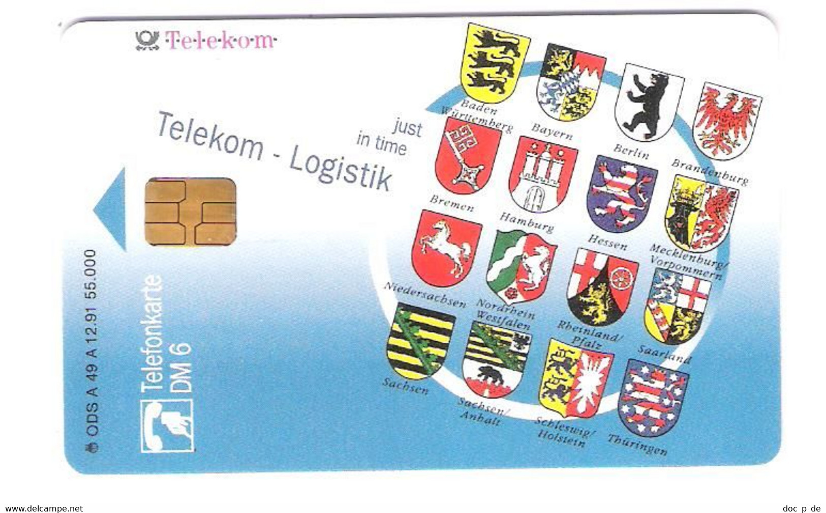 Germany  - A 49A/91 - Aufbau Logistik Im Osten - Wappen - Mint - A + AD-Series : Werbekarten Der Dt. Telekom AG