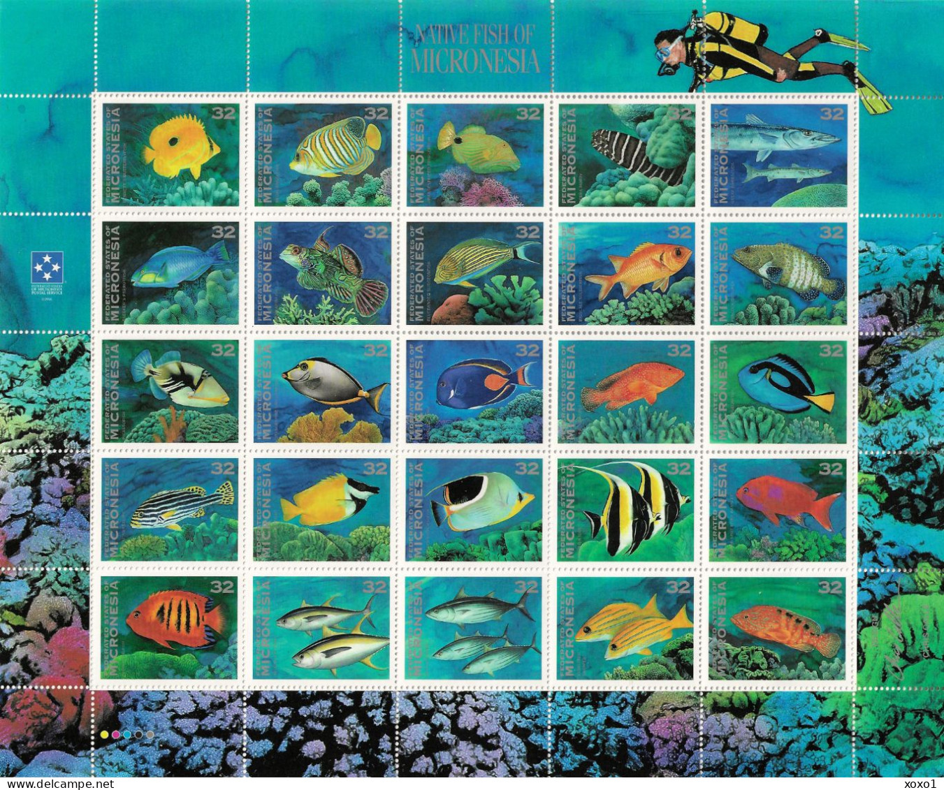Micronesia 1996  MiNr. 464 - 488 Mikronesien Marine Life Fishes 20v M\sh MNH** 20.00 € - Micronésie