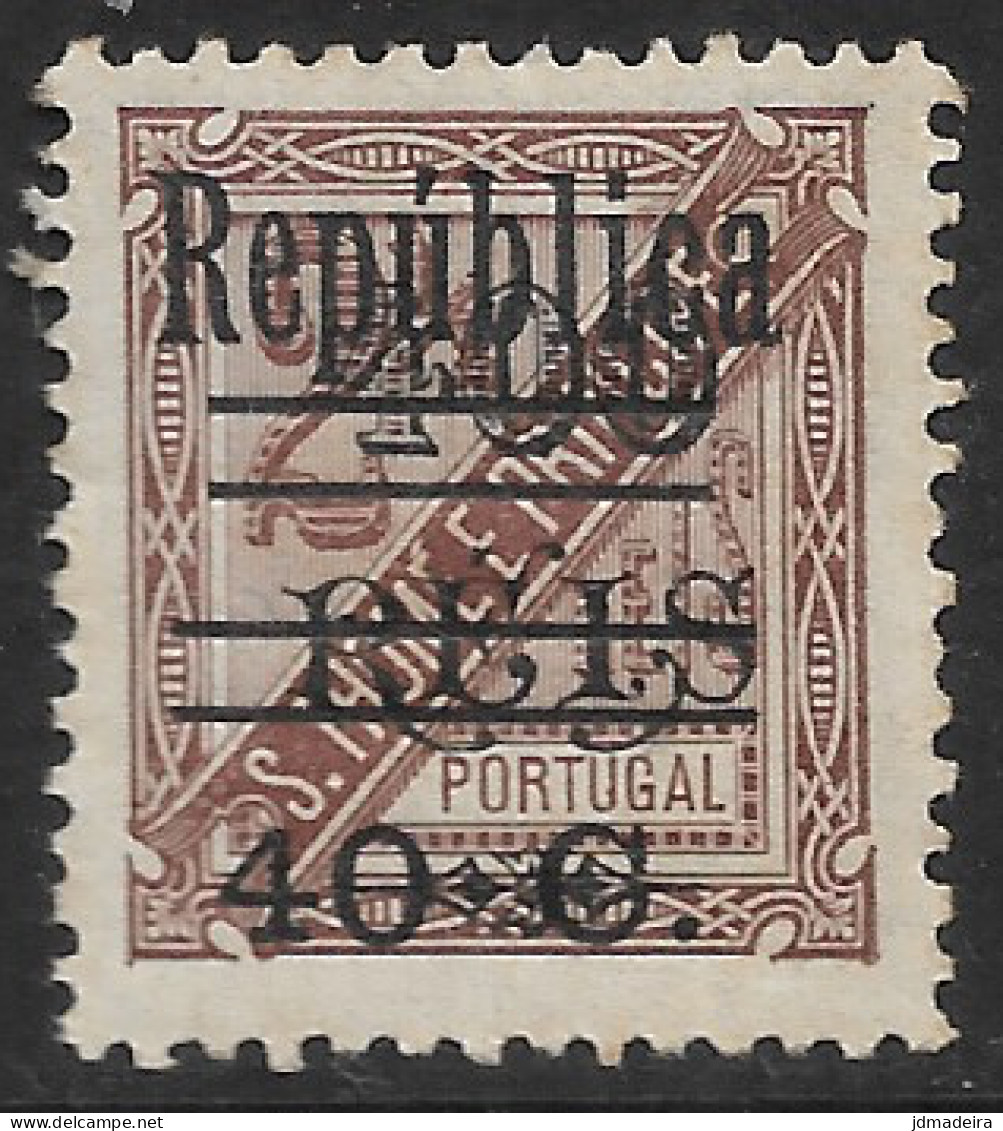 St. Thomas & Prince – 1925 King Carlos Surcharged 40 C. Over 400 R. Over 2 1/2 Réis VARIETY Mint Stamp - St. Thomas & Prince
