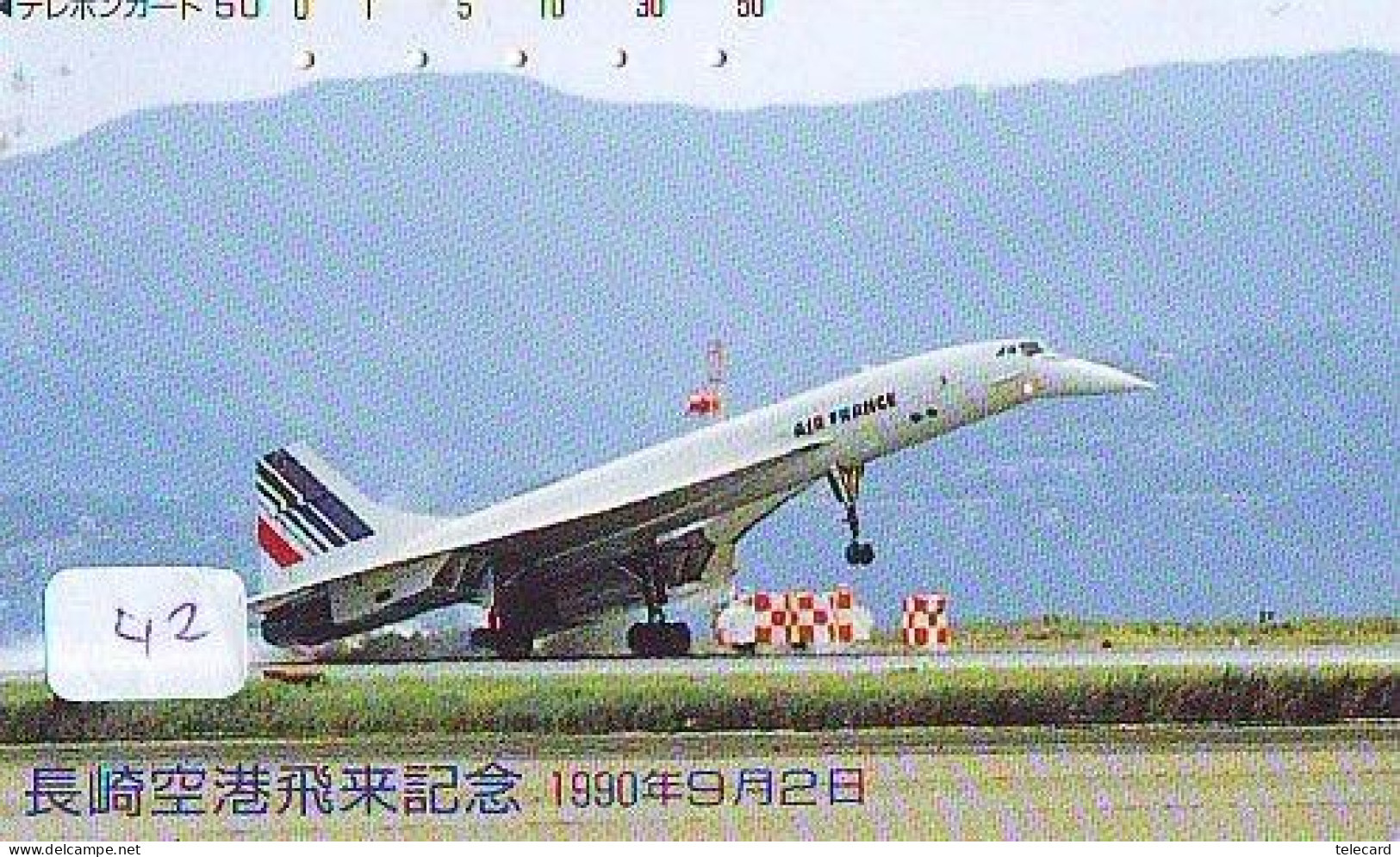 Télécarte Japon * Avion * 390-05512 * CONCORDE (42)  Air France - Japan Air Plane Phonecard * Aeroplani Aeroplanos - Flugzeuge