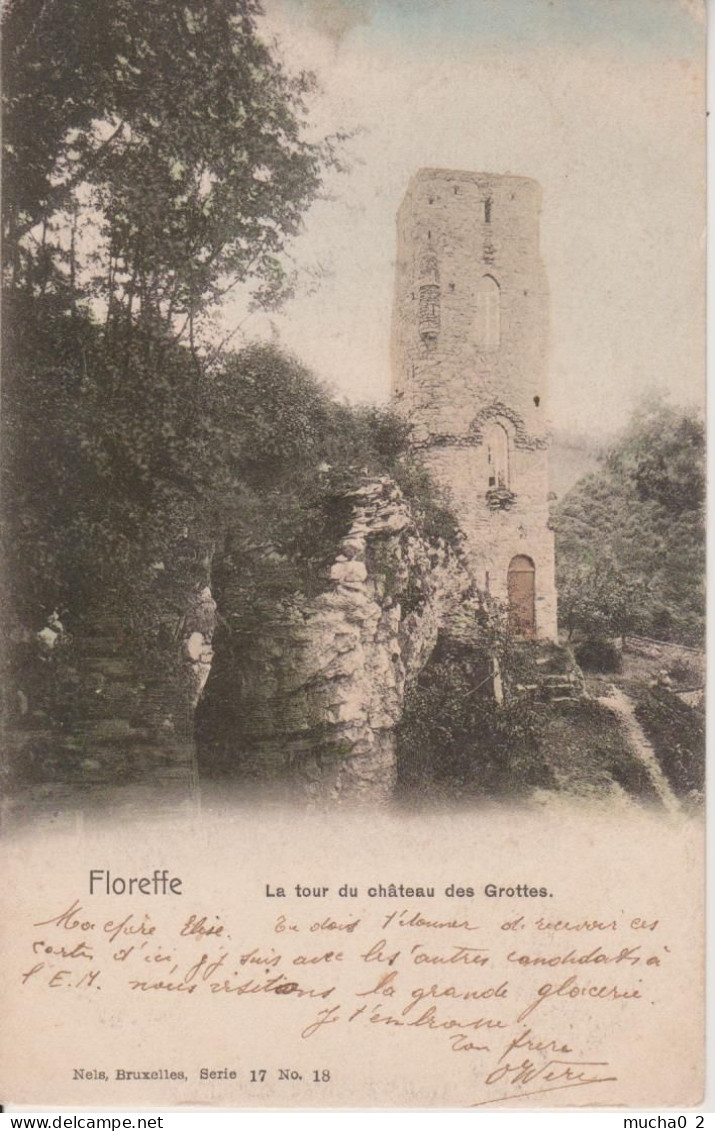 FLOREFFE - LA TOUR DU CHATEAU DES GROTTES - NELS SERIE 17 N° 18 COLORISEE - Floreffe