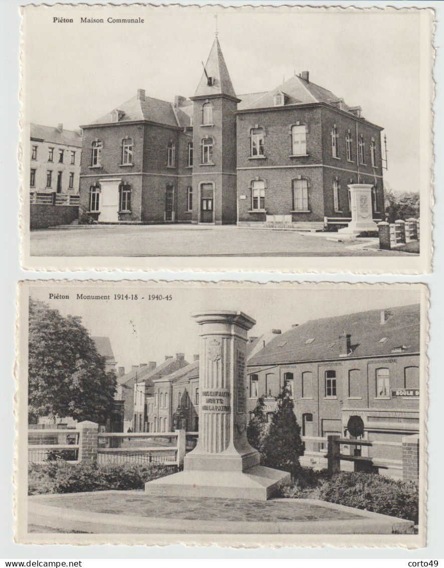 2 CP De CHAPELLE-LEZ-HERLAIMONT  - LA MAISON COMMUNALE  Et LE MONUMENT  De PIETON -voir Les 2 Scans ! - Chapelle-lez-Herlaimont