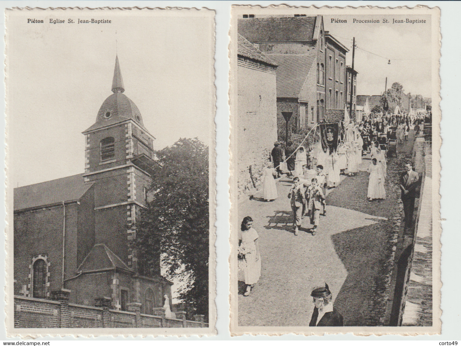 2 CP De CHAPELLE-LEZ-HERLAIMONT  - EGLISE St JEAN BAPTISTE Et PROCESSION De PIETON -voir Les 2 Scans ! - Chapelle-lez-Herlaimont