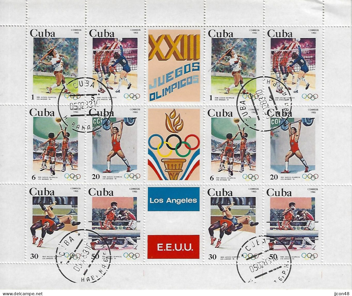 Cuba 1983  Preolympic Games (o) Mi.2716-2721  (Mini Sheet) - Used Stamps