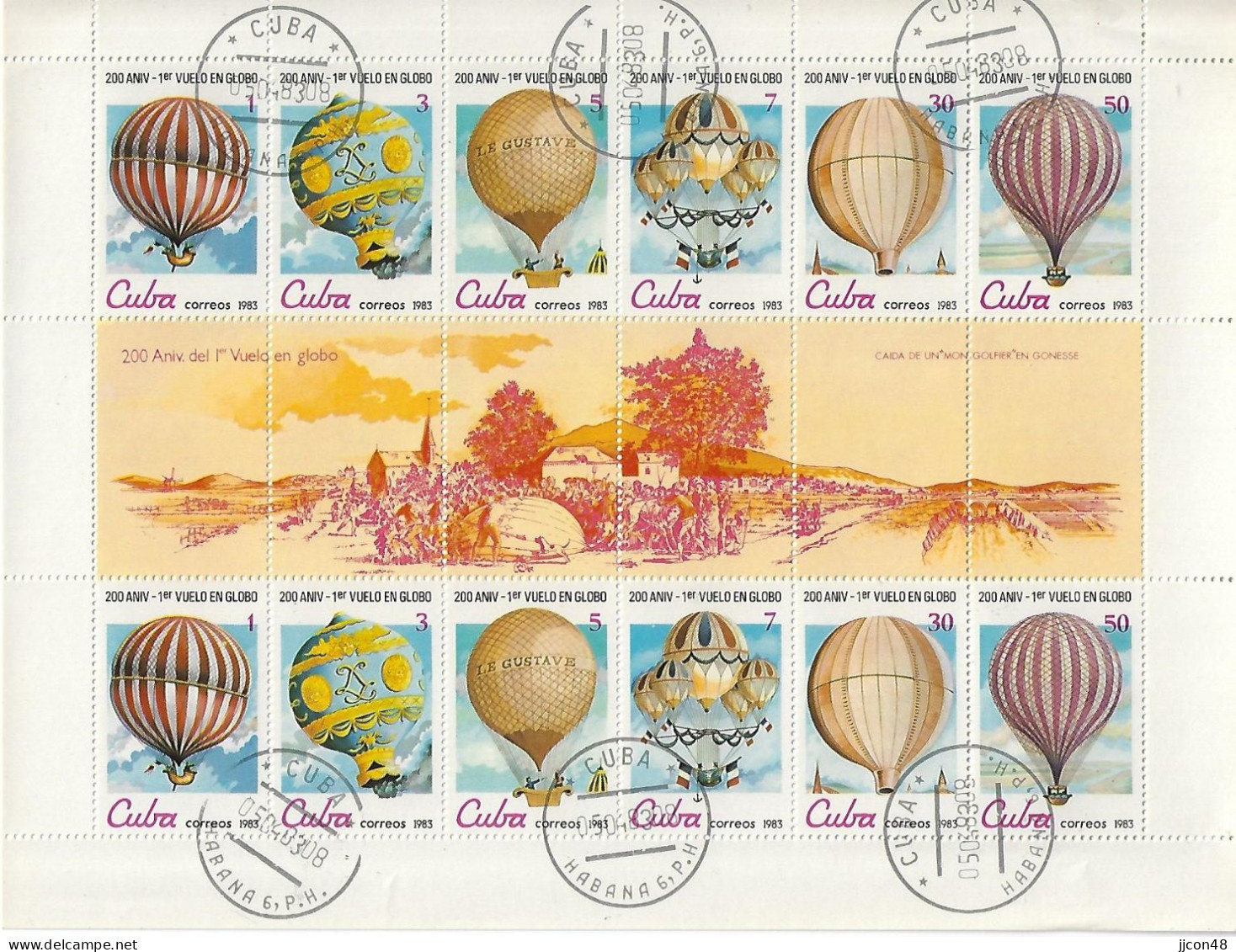 Cuba 1983  200th Ann.of Manned Flight (o) Mi.2725-2730  (Mini Sheet) - Used Stamps