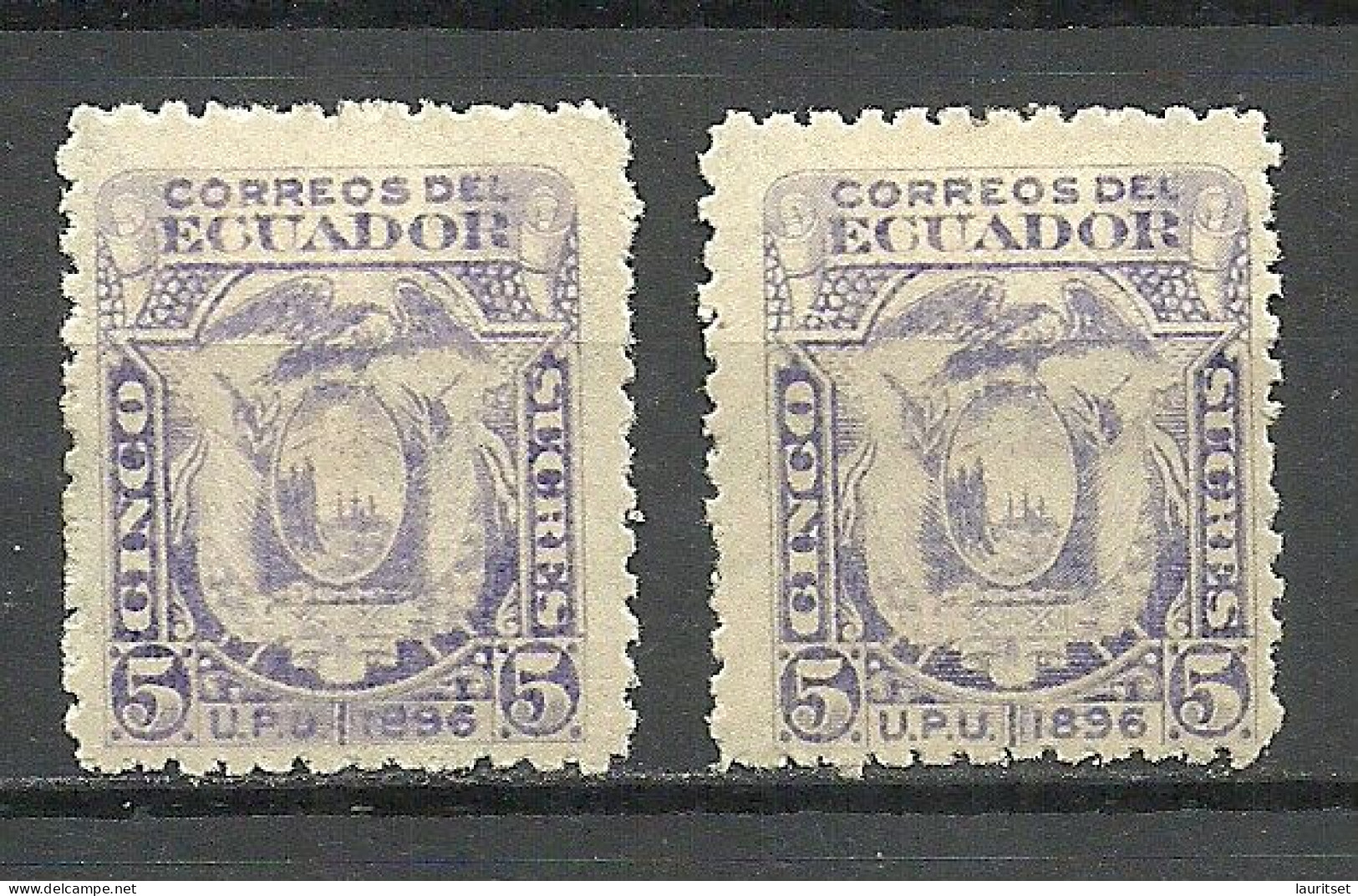 ECUADOR 1896 Michel 56 U.P.U. - 2 Exemplares * - UPU (Unione Postale Universale)