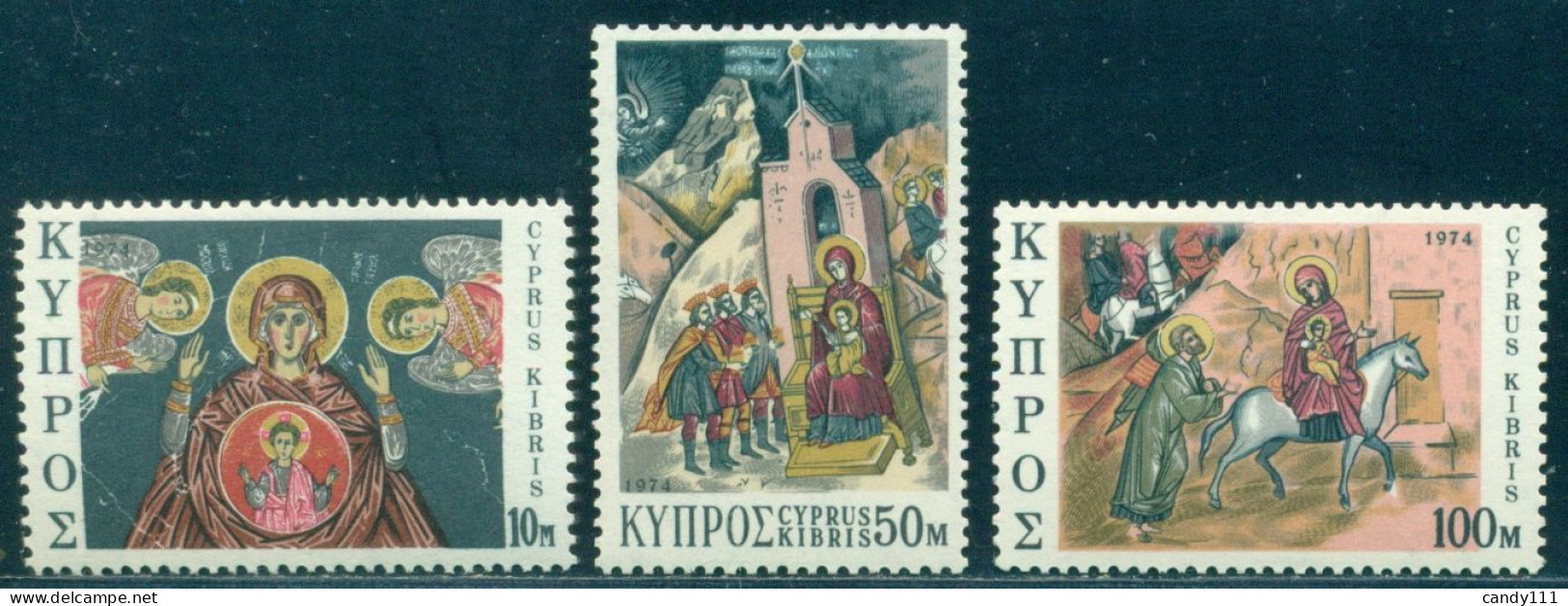 1974 Christmas,Escape To Egypt,Mary,archangel,Adoration,The Magi,Cyprus,419 ,MNH - Paintings