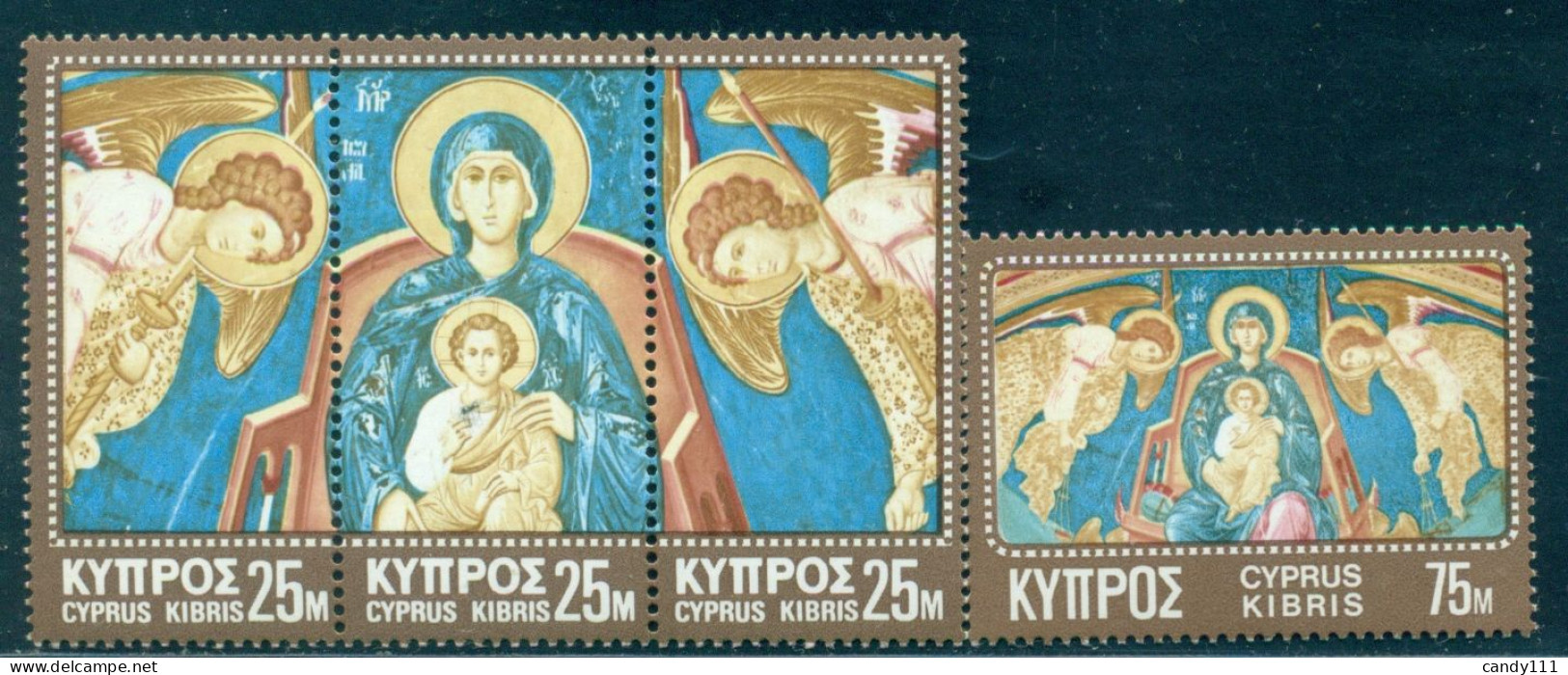 1970 Christmas,Archangel Michael,Gabriel,Church Panagia,Galata,Cyprus,341,MNH - Quadri