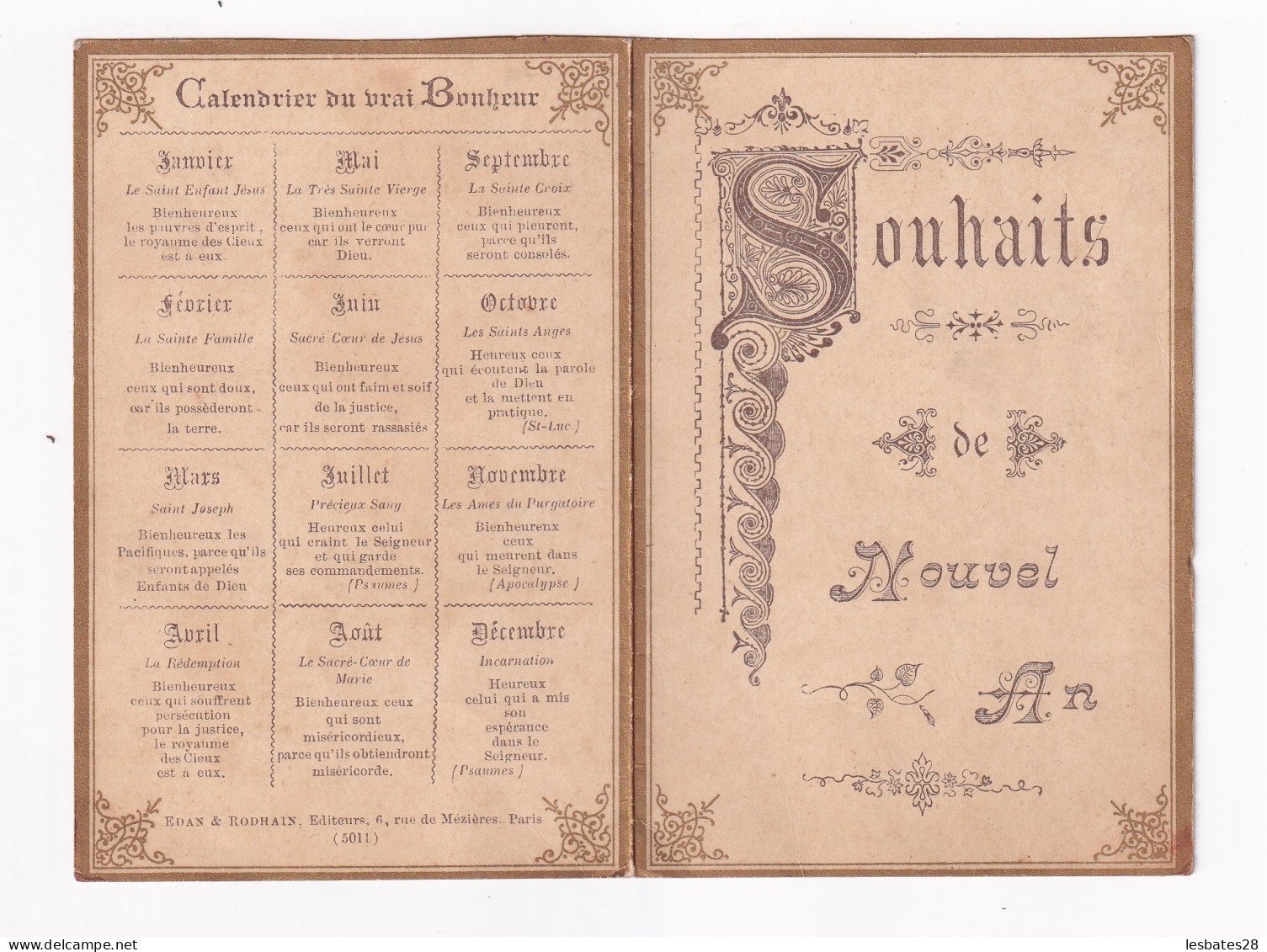  CALENDRIER DU VRAI BONHEUR SOUHAITS DE NOUVEL AN  (2024 Jan ABL Noir) - Tamaño Grande : 1901-20