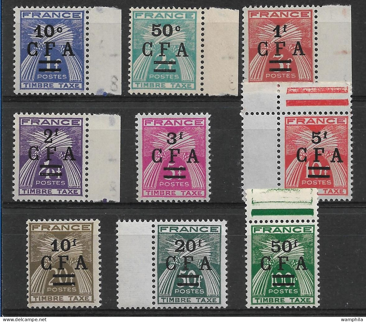 Réunion 1949/50 Taxe N°36/44** Cote 70€ - Timbres-taxe