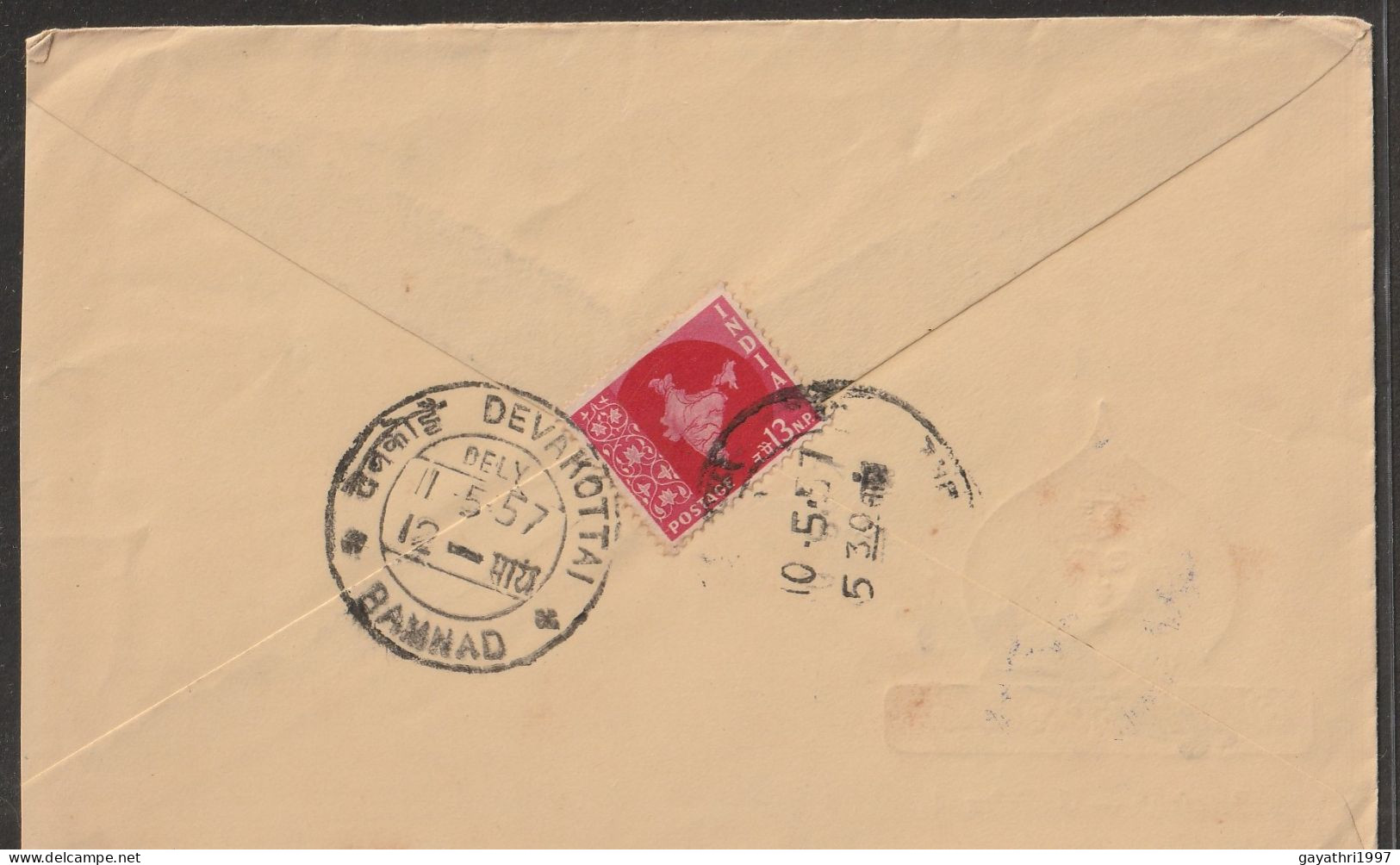 India 1957  Buddha Printed On Private  Cover  With Delivery Cancellation ((A25) - Budismo