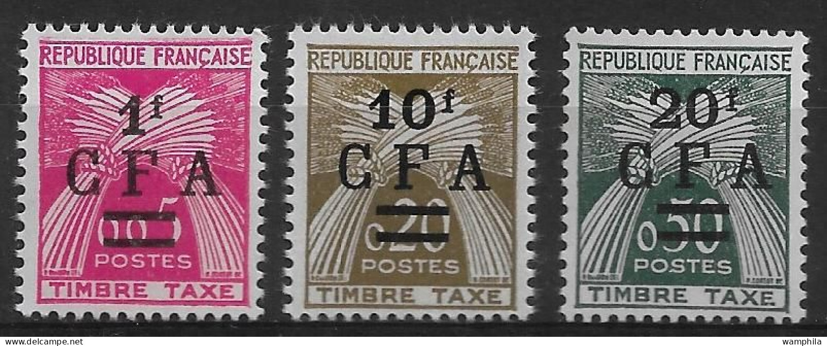 Réunion 1949/50 Taxe N°45/47** Cote 37€ - Strafport