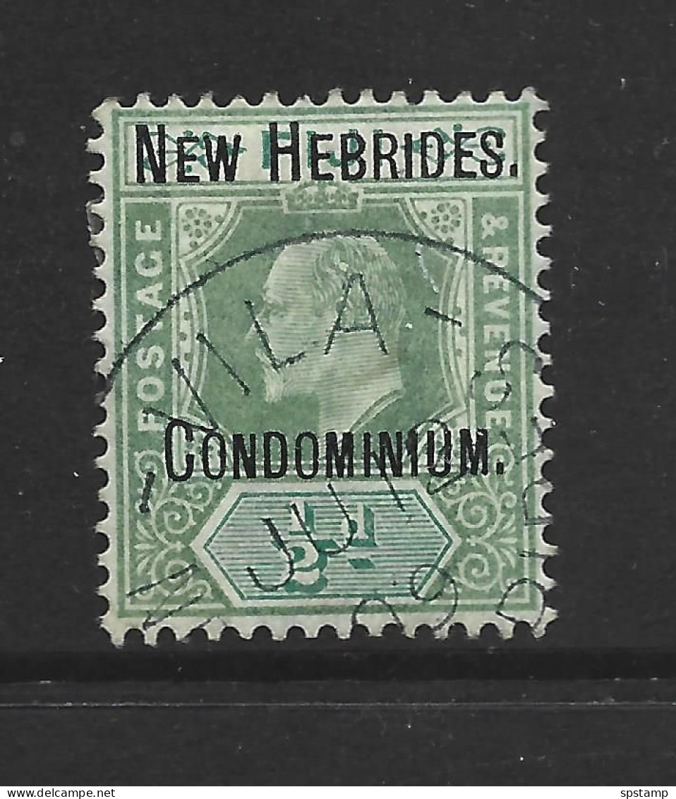 New Hebrides 1908 Overprints On Fiji 1/2d Green & Blue Green Single FU - Usados