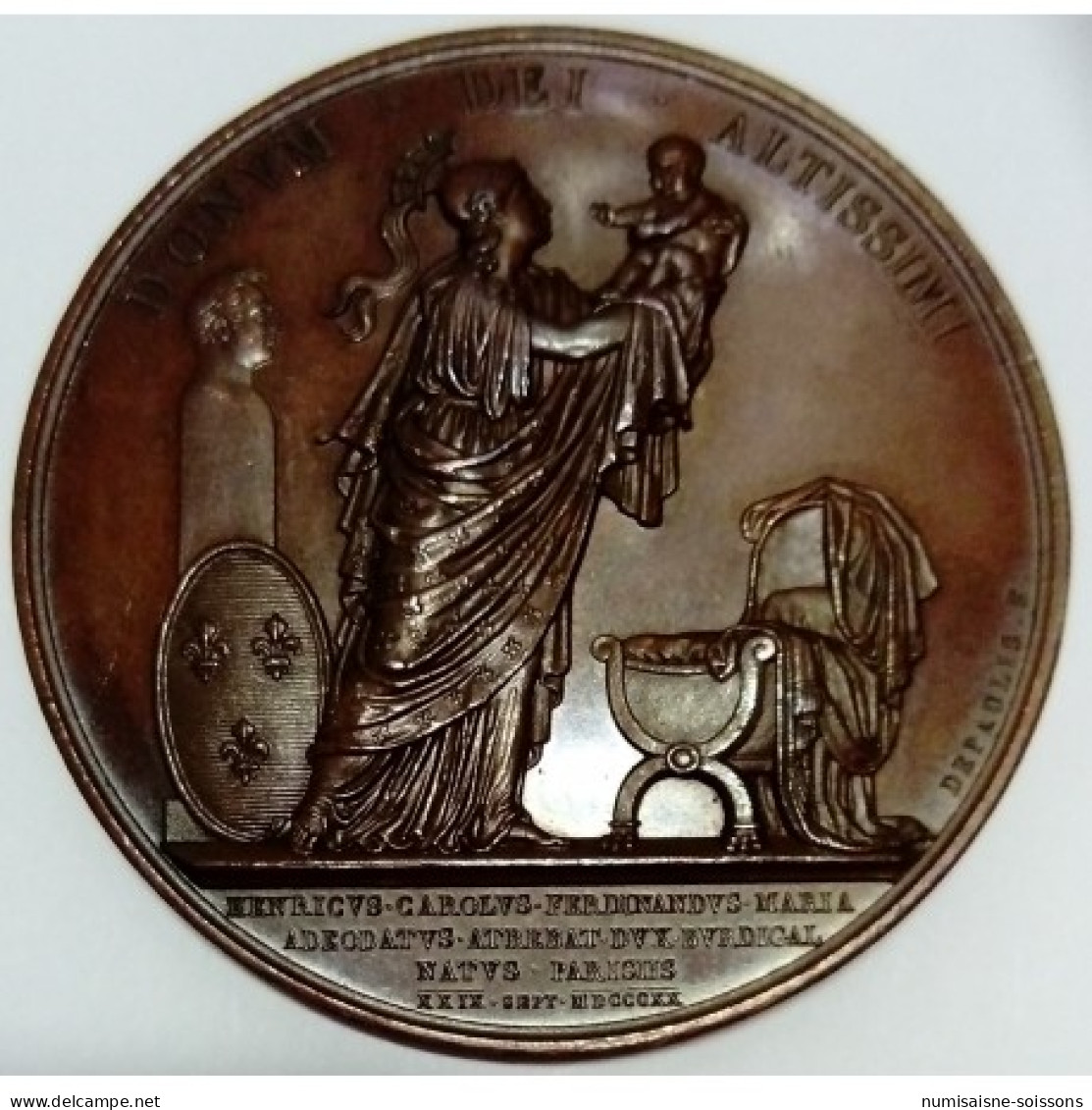 MEDAILLE - LOUIS XVIII  - NAISSANCE DU DUC DE BORDEAUX - Royaux / De Noblesse