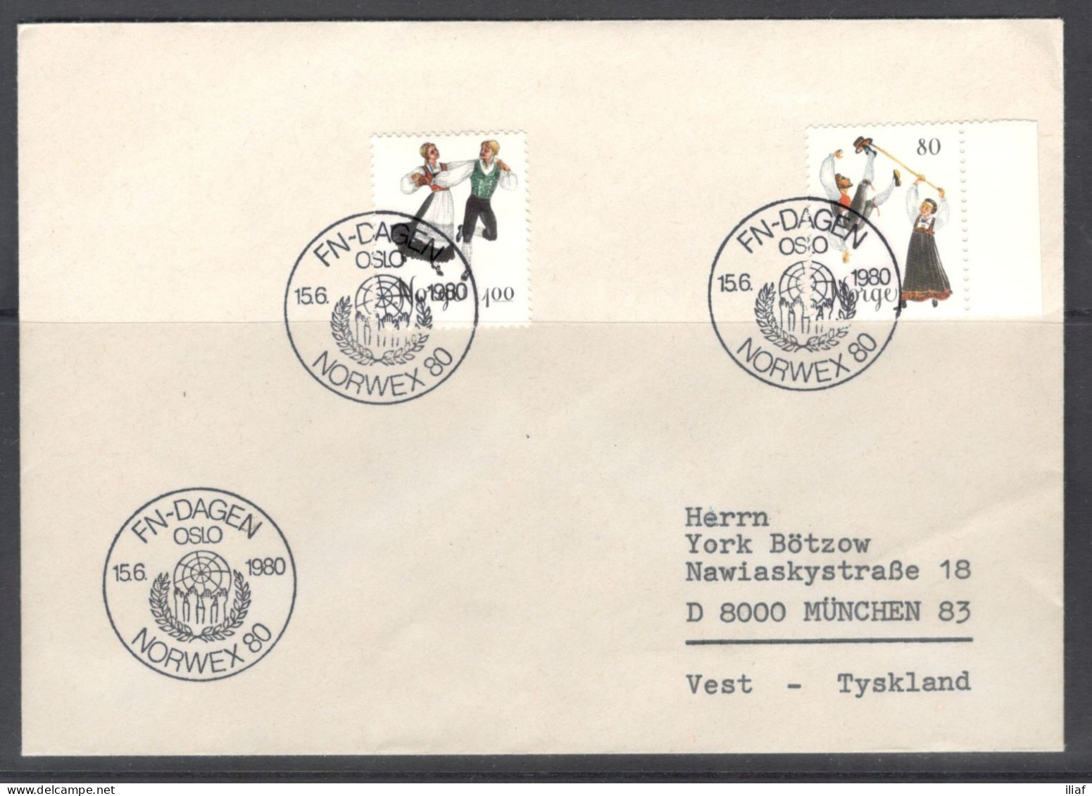 Norway.   International Stamp Exhibition NORWEX '80. United Nations Day.   Special Cancellation - Lettres & Documents