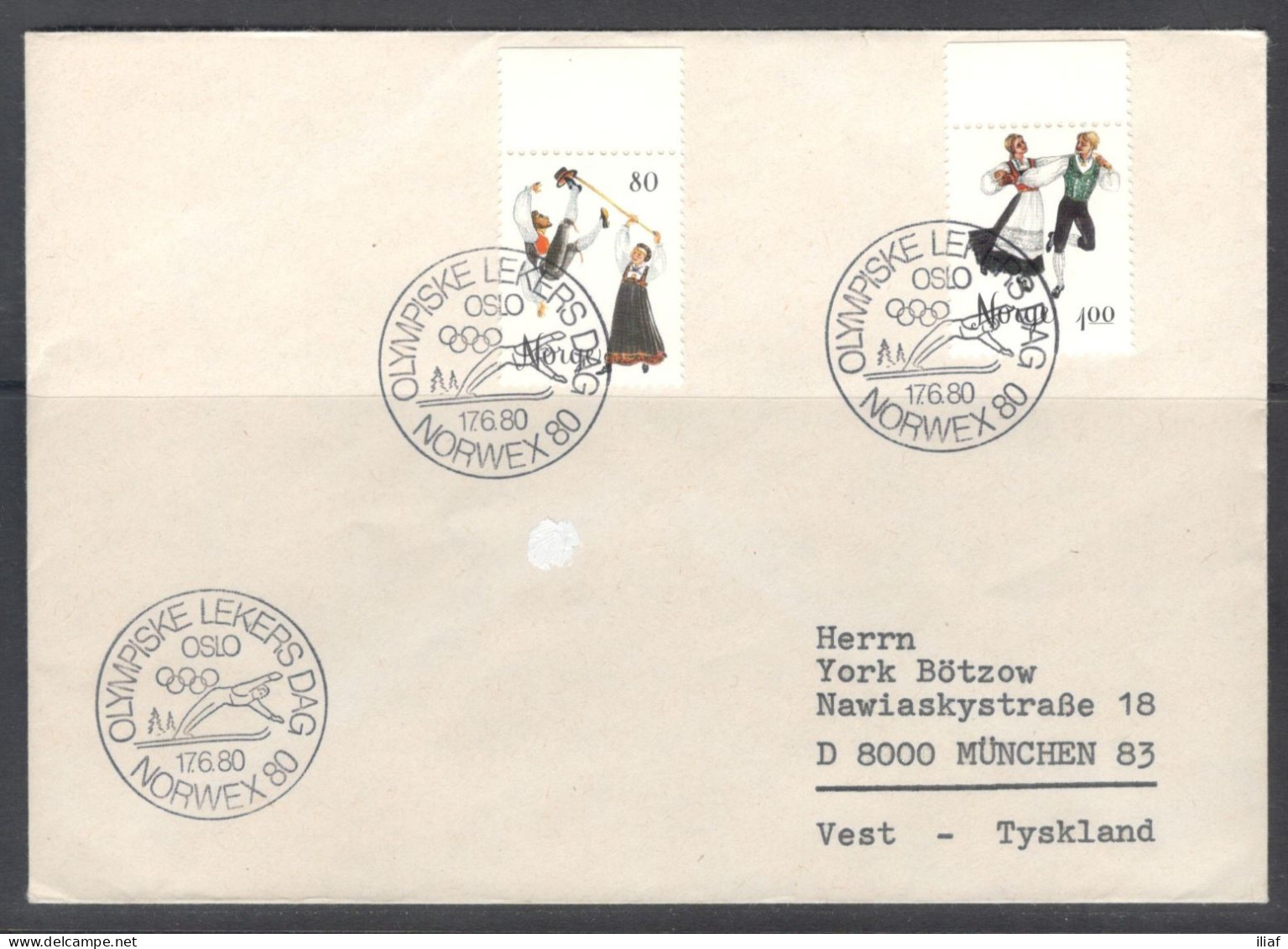 Norway.   International Stamp Exhibition NORWEX '80. Olympic Lakers Day.   Special Cancellation - Brieven En Documenten