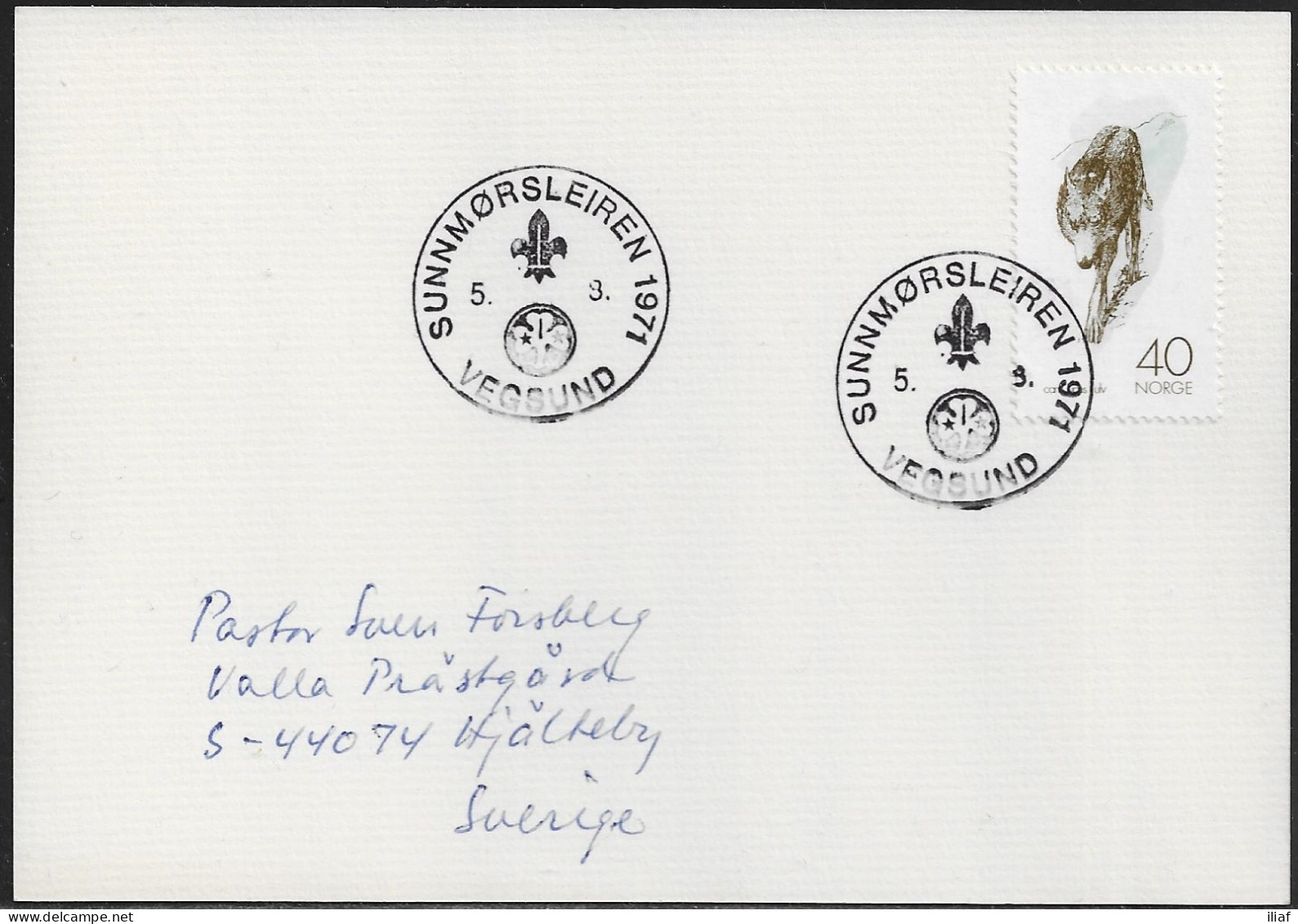 Norway.   A Scout Camp At Vegsund 1976 (Norwegian Boy Scout Association).   Norway Special Event Postmark. - Lettres & Documents