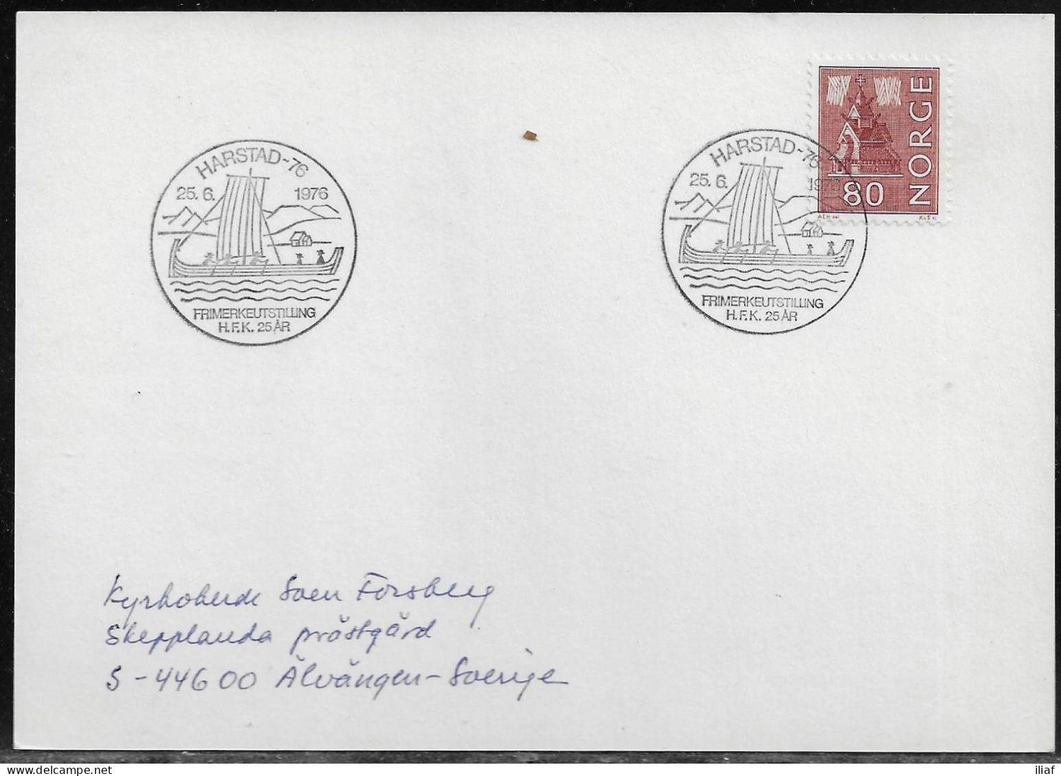 Norway.   HARSTAD-76, STAMP EXHIBITION, H.F.K. 25 YEARS.   Norway Special Event Postmark. - Covers & Documents