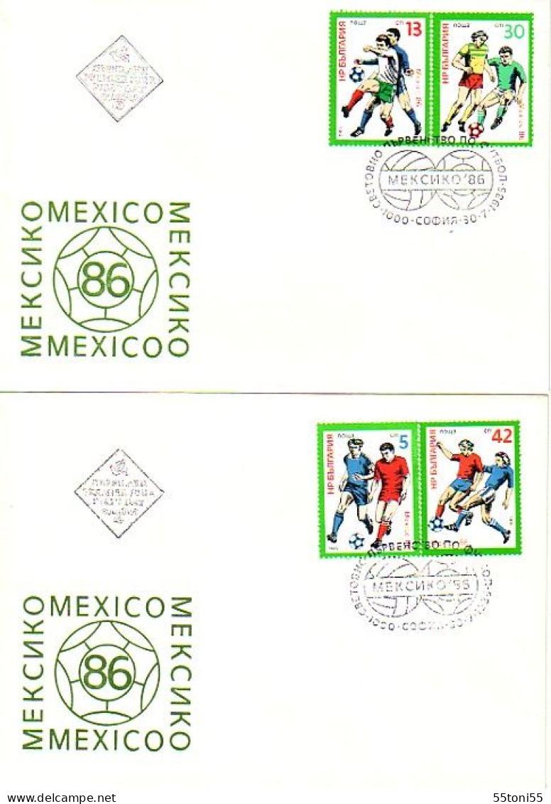 1986    FOOTBALL  WF- MEXICO  4v.- 2 FDC BULGARIA / Bulgarie - FDC