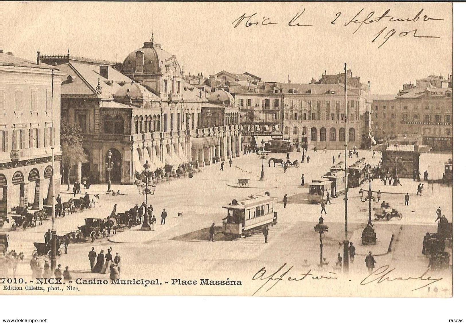 NICE -CASINO MUNICIPAL - PLACE MASSENA - TRAMWAYS - Transport (road) - Car, Bus, Tramway