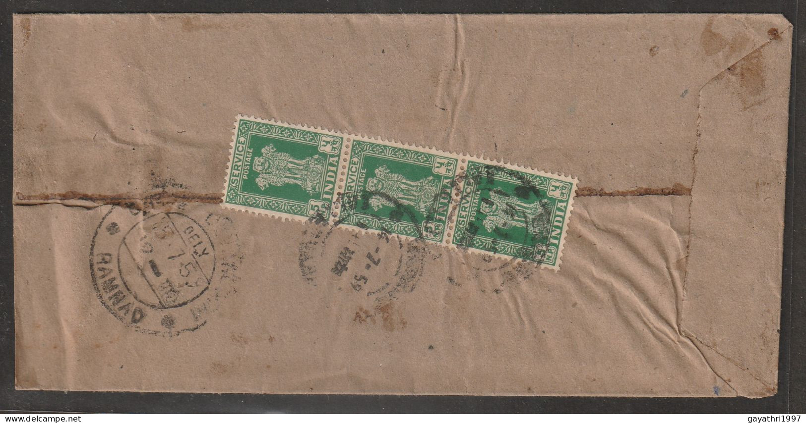 India 1959 Service Stamps Strip Of 3  Used From Income Tax Office (a66) - Francobolli Di Servizio