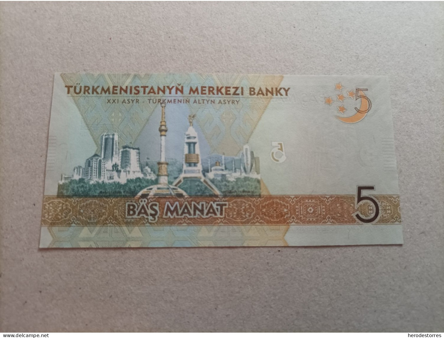 Billete De TURKMENISTAN, De 5 MANAT, Año 2009, Serie AA, UNC - Turkmenistan