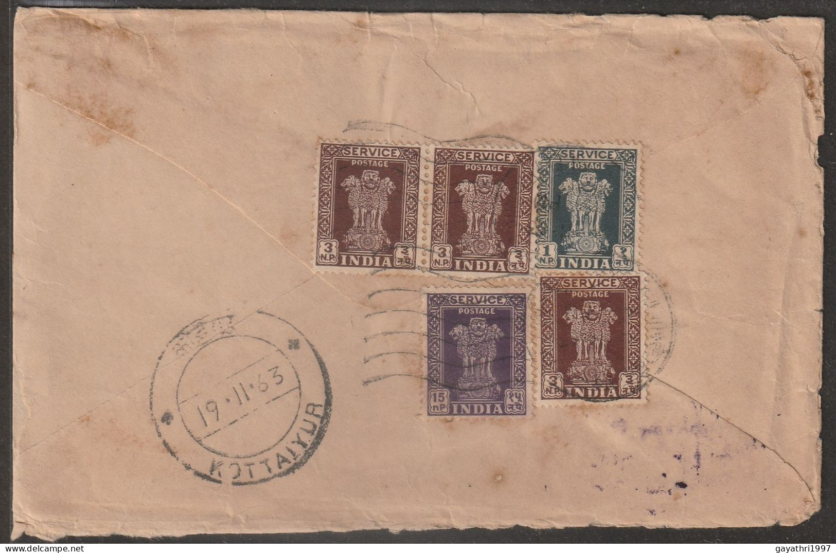 India 1961 Service Stamps With Machine Cancellation  With Other 5 Service  Stamps Used From  Sub Collectors Office (a68) - Dienstzegels