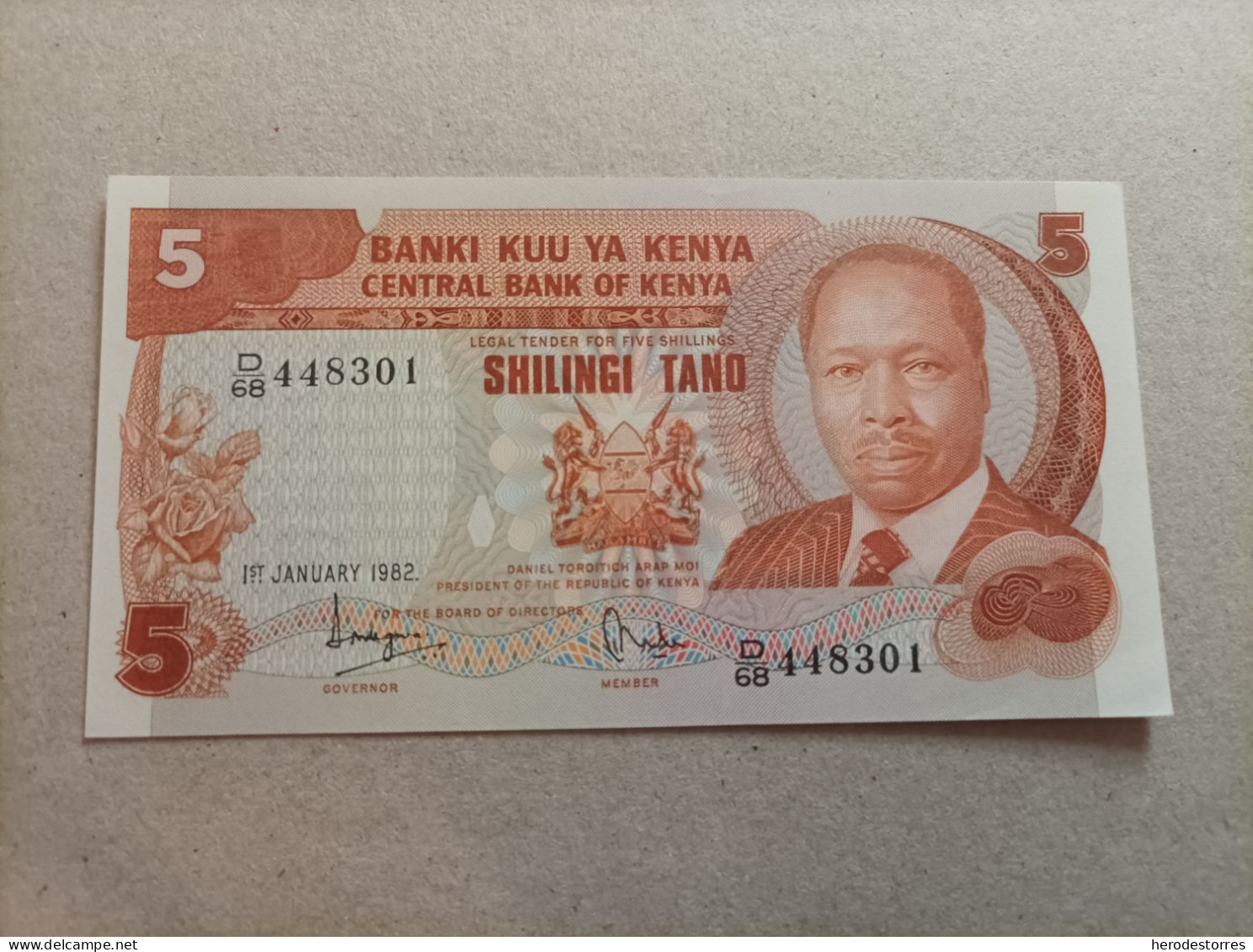 Billete De Kenia De 5 Shiling, Año 1982, UNC - Kenya