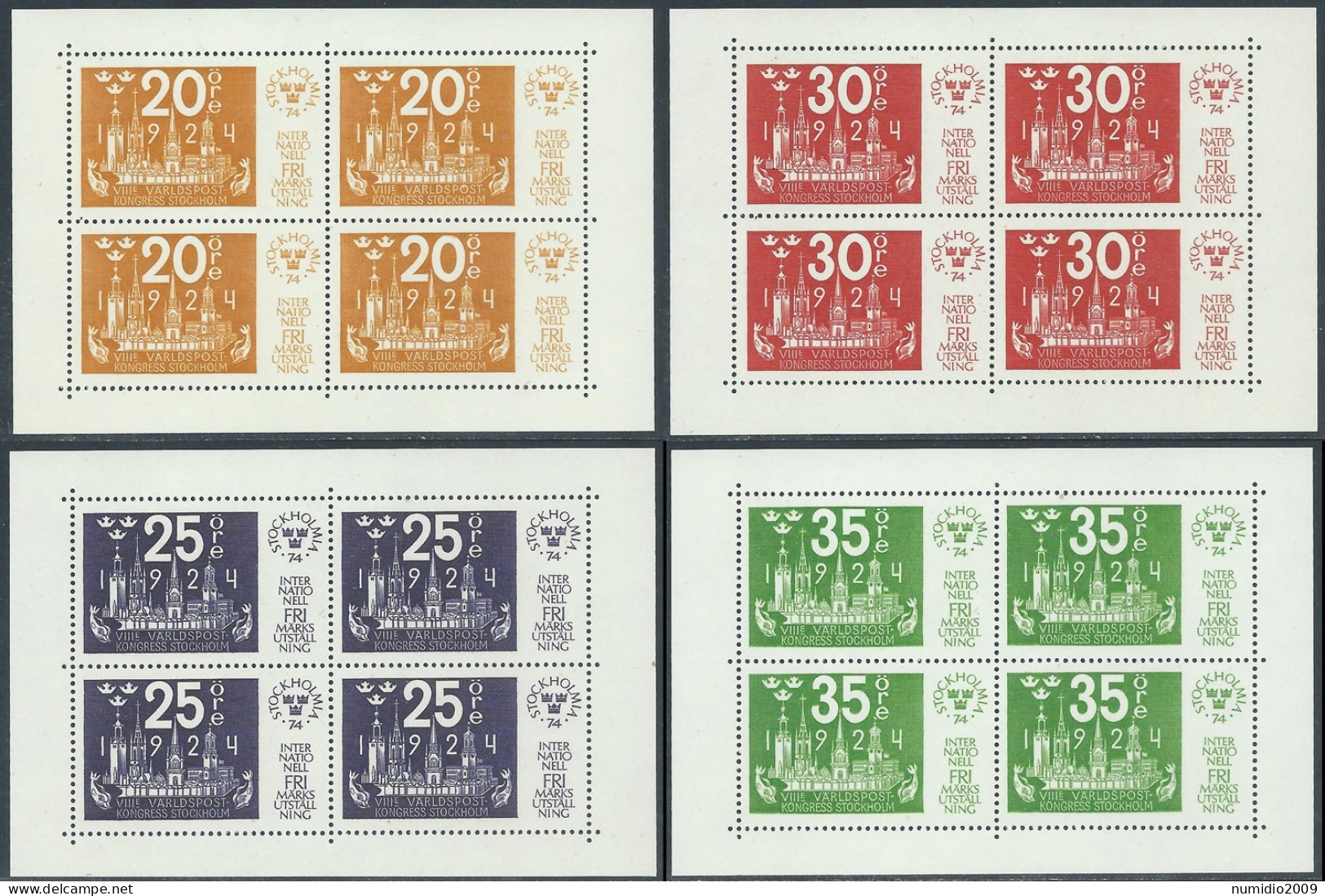 1974 SVEZIA FOGLIETTO ESPOSIZIONE FILATELICA STOCKHOLMIA MNH ** - F2 - Blokken & Velletjes