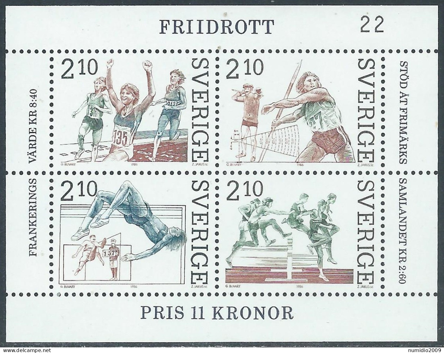 1986 SVEZIA FOGLIETTO SPORT ATLETICA MNH ** - F2 - Blocks & Kleinbögen