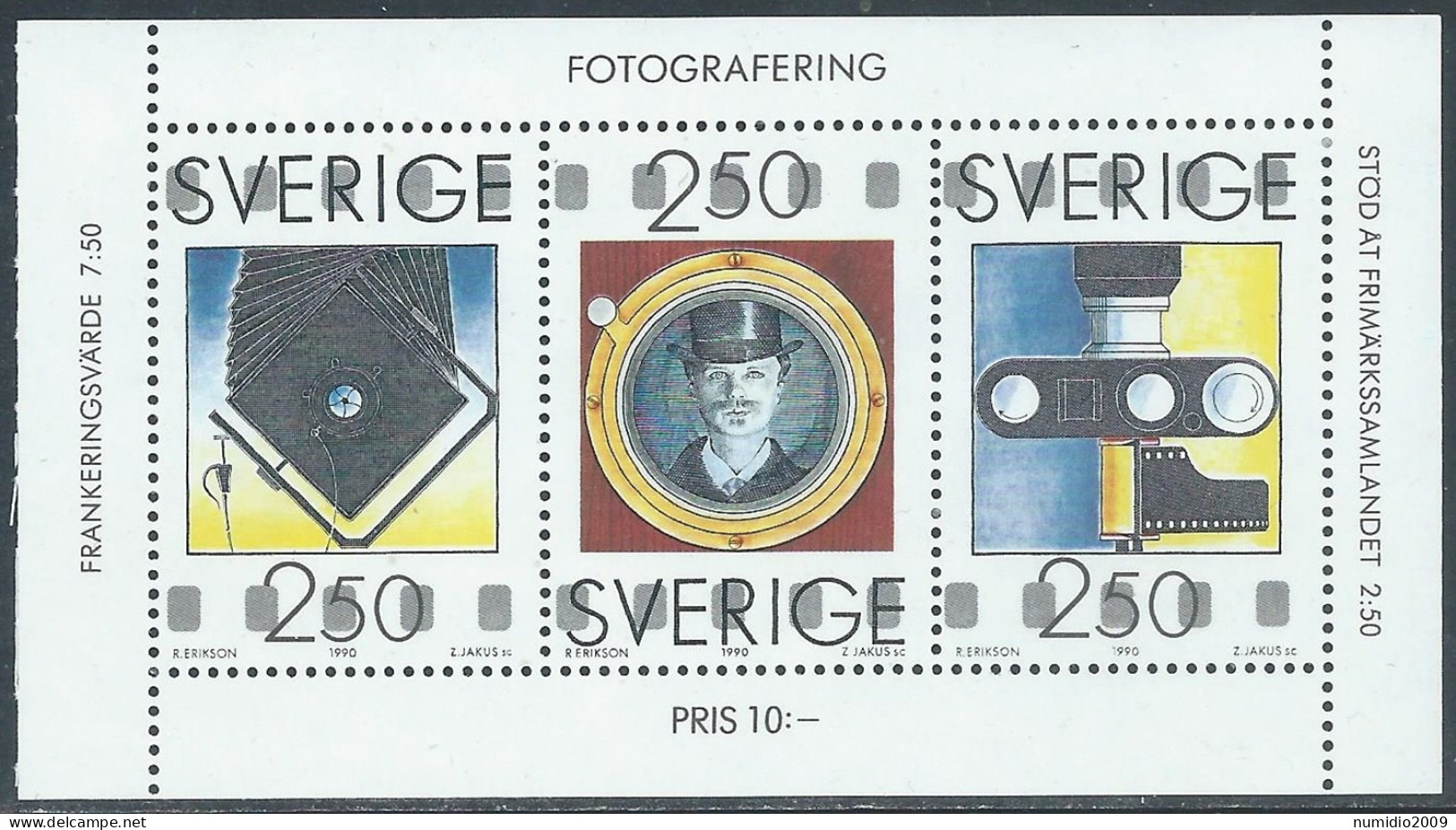 1990 SVEZIA FOGLIETTO GIORNATA DEL FRANCOBOLLO MNH ** - F2 - Blokken & Velletjes