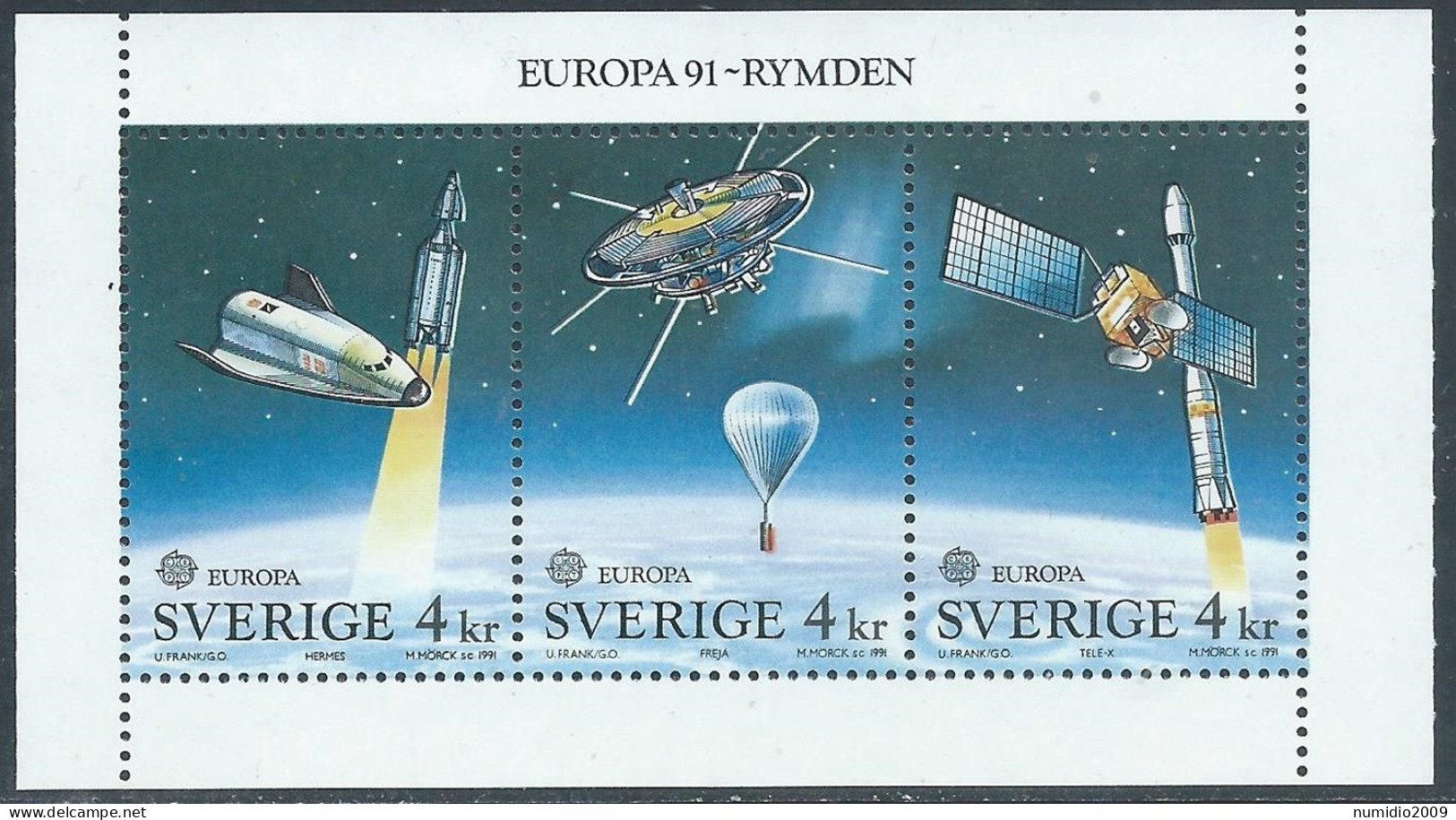 1991 SVEZIA FOGLIETTO EUROPA SPAZIO MNH ** - F2 - Blocks & Sheetlets