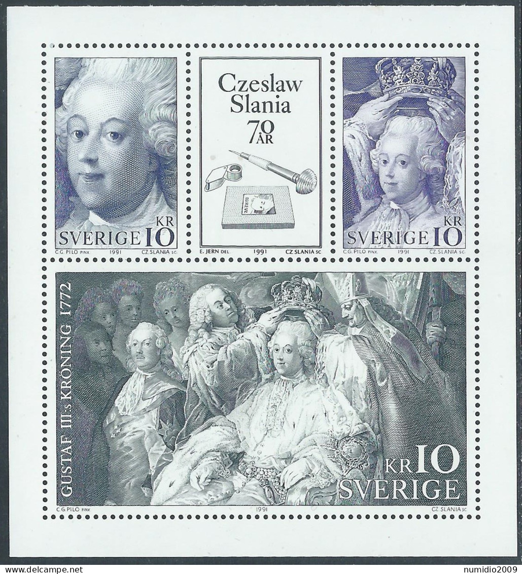 1991 SVEZIA FOGLIETTO GIORNATA DEL FRANCOBOLLO SLANIA MNH ** - F2 - Blocks & Sheetlets