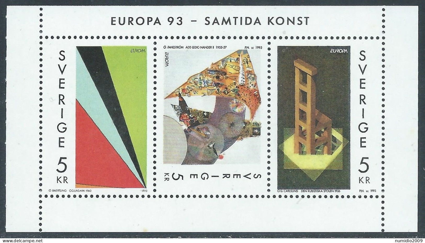 1993 SVEZIA FOGLIETTO EUROPA ARTE MNH ** - F2 - Blokken & Velletjes