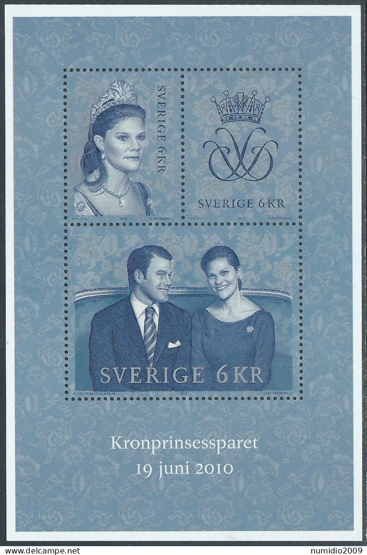 2010 SVEZIA FOGLIETTO NOZZE PRINCIPESSA VICTORIA E DANIEL MNH ** - F2 - Blocks & Kleinbögen