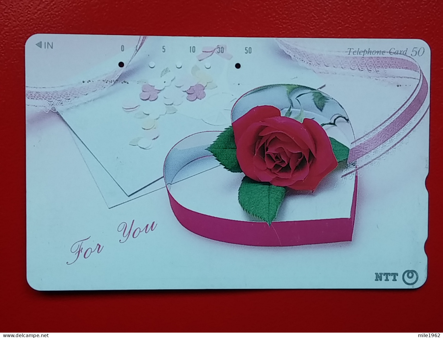 T-79 - JAPAN -JAPON, NIPON, TELECARD, PHONECARD NTT JP-231-192 "For You" - Rose, Heart And Ribbon - Japan