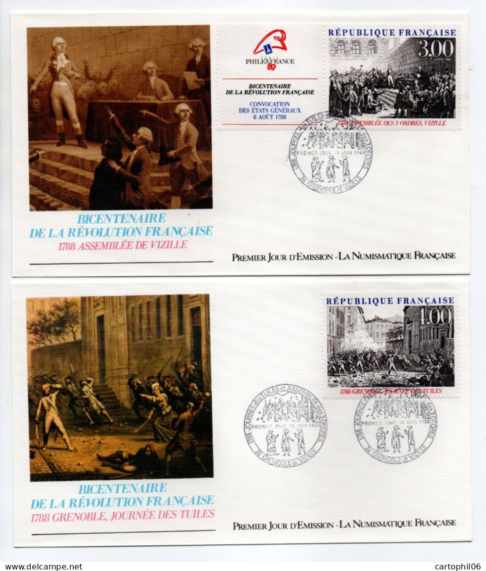 - 2 FDC BICENTENAIRE DE LA RÉVOLUTION FRANCAISE 1788-1988 - - Rivoluzione Francese