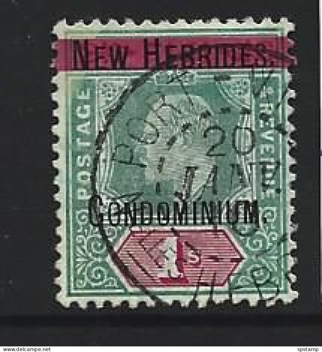 New Hebrides 1908 Overprints On Fiji 1 Shilling Multiple Watermark FU , Questionable  French Vila Cancel Of 1910 - Usados