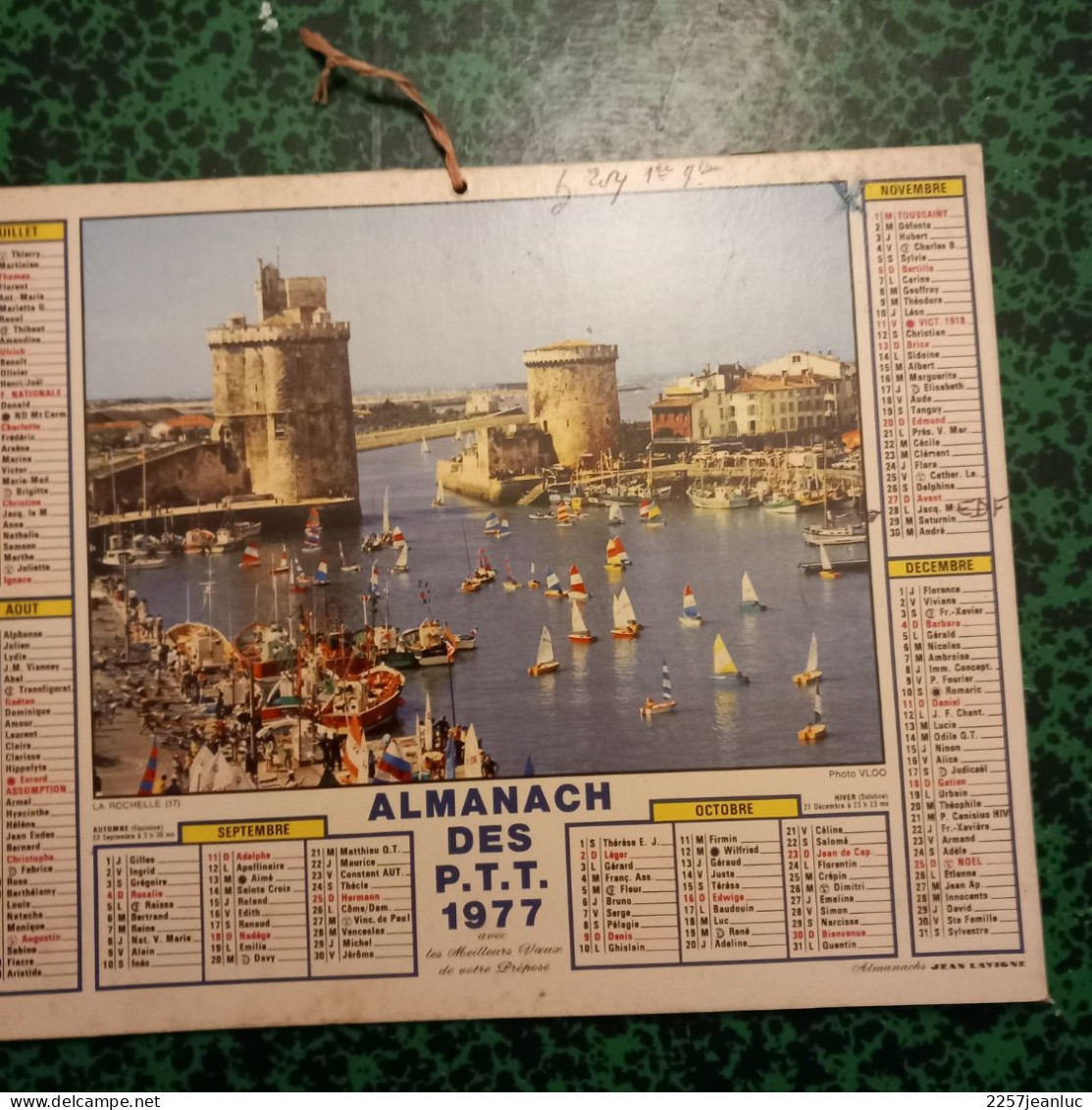 Almanach Des PTT 1977 De L' Hérault * Haute Savoie En été  Et Port De La Rochelle  Au Dos - Tamaño Grande : 1971-80