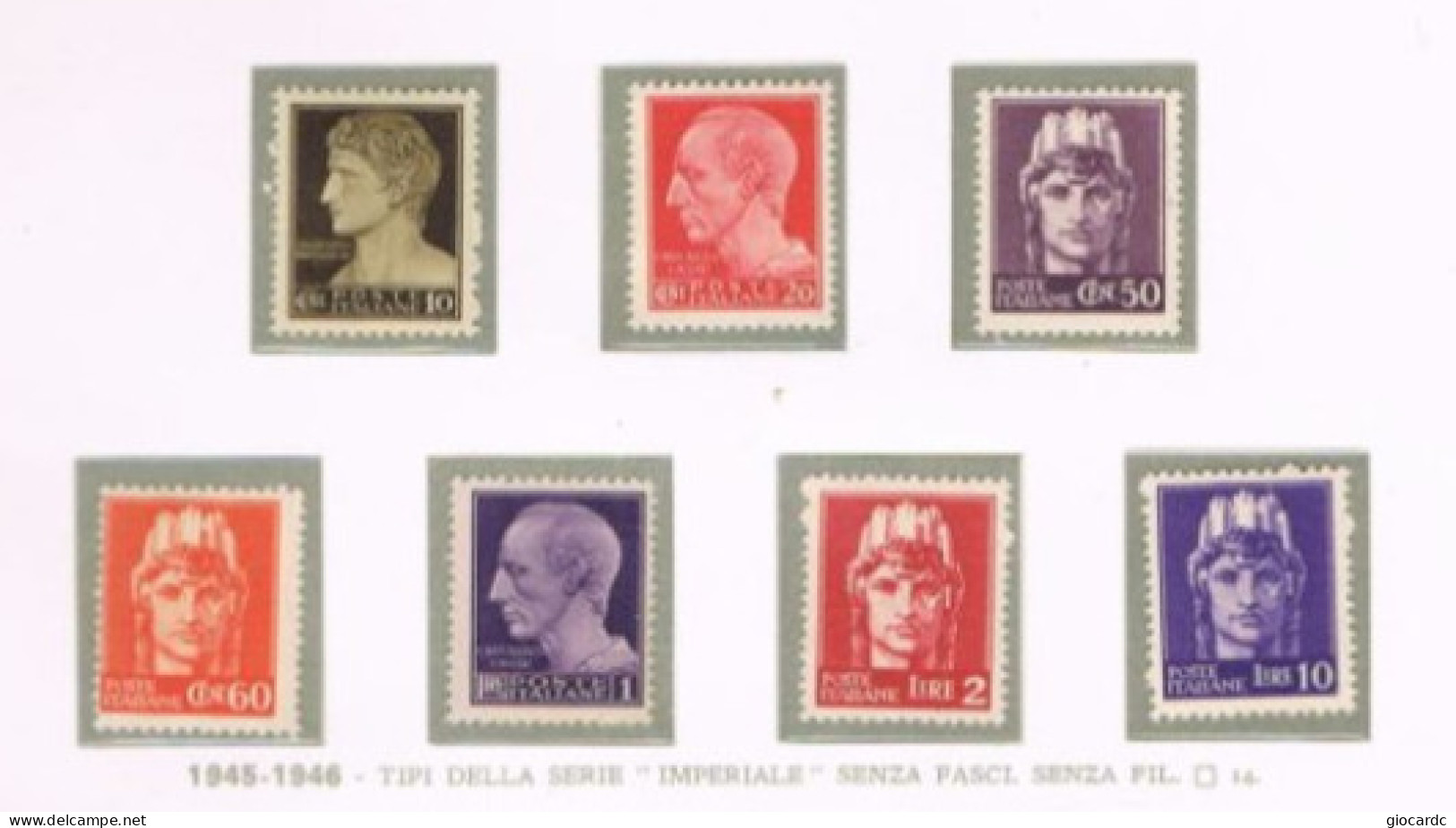 ITALIA REGNO - UNIF. 536.542 - 1945 VECCHI E NUOVI TIPI SENZA FASCI E SENZA FILIGRANA  (COMPLET SET OF 7)  - MINT** - Mint/hinged