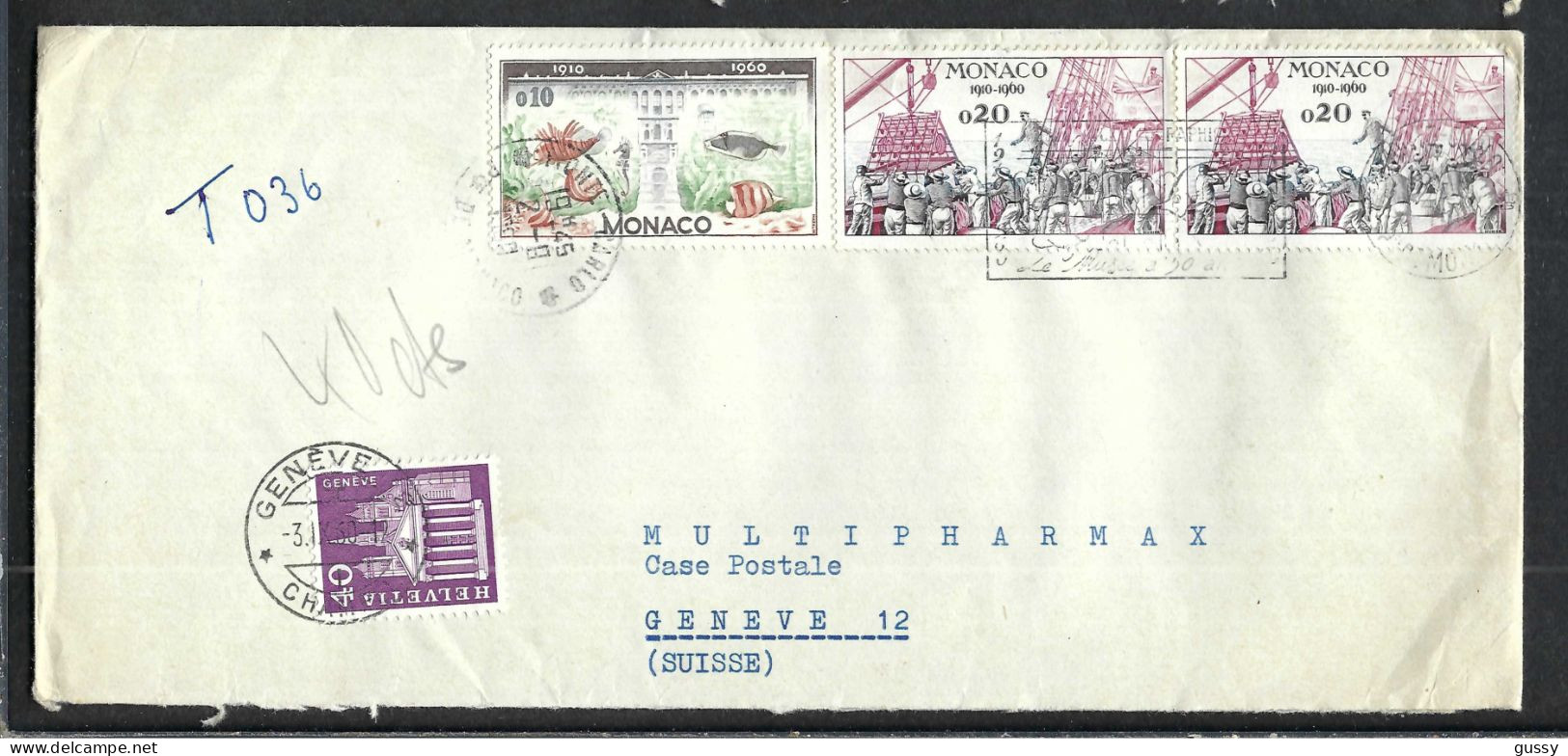 MONACO Ca.1960: LSC Pour Genève (Suisse), Taxée 40c - Lettres & Documents